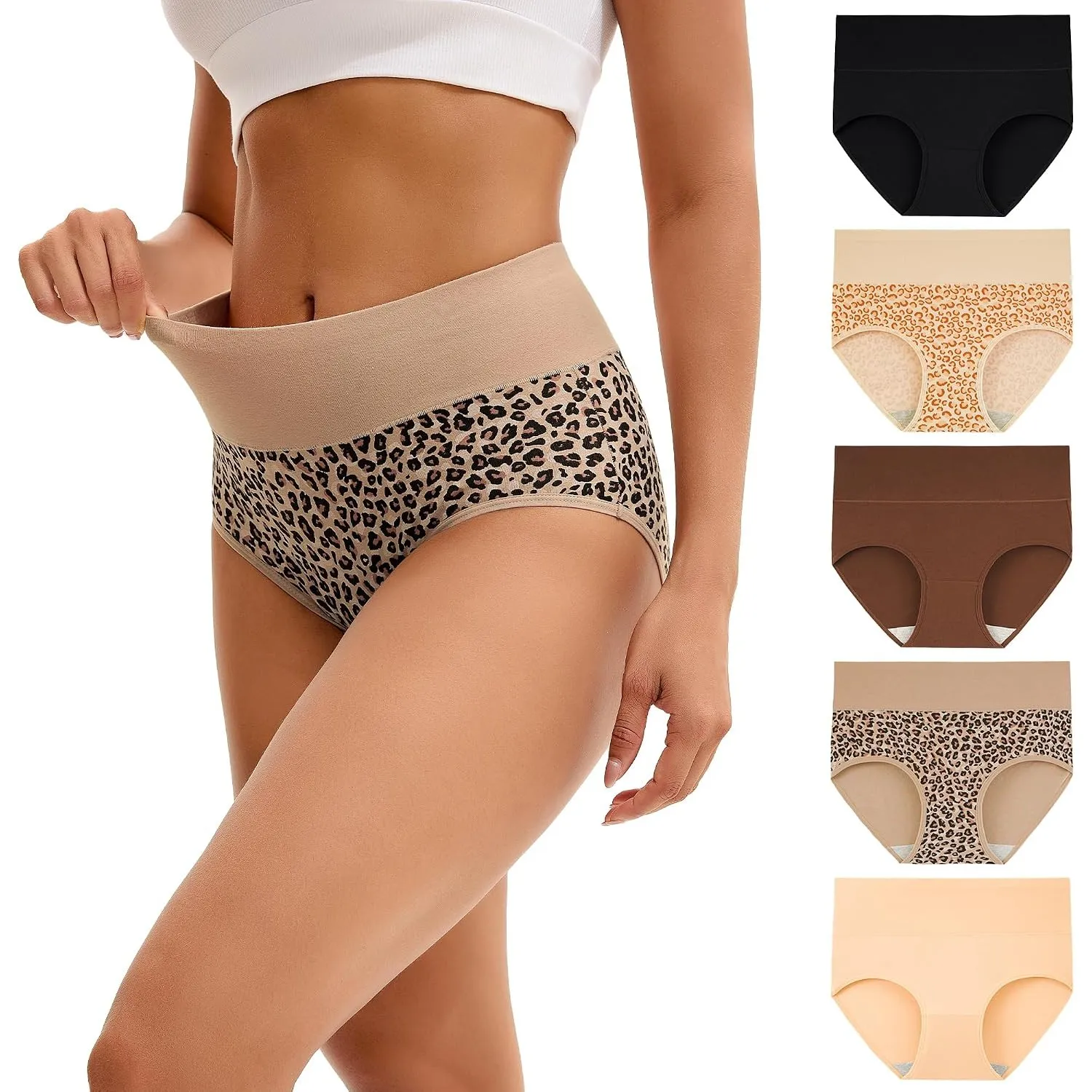 INNERSY Unterhosen Damen Baumwolle Slips Hohe Taille Unterwäsche 5er Pack | 100% Baumwolle Schritt, Taillenslip Atmungs…