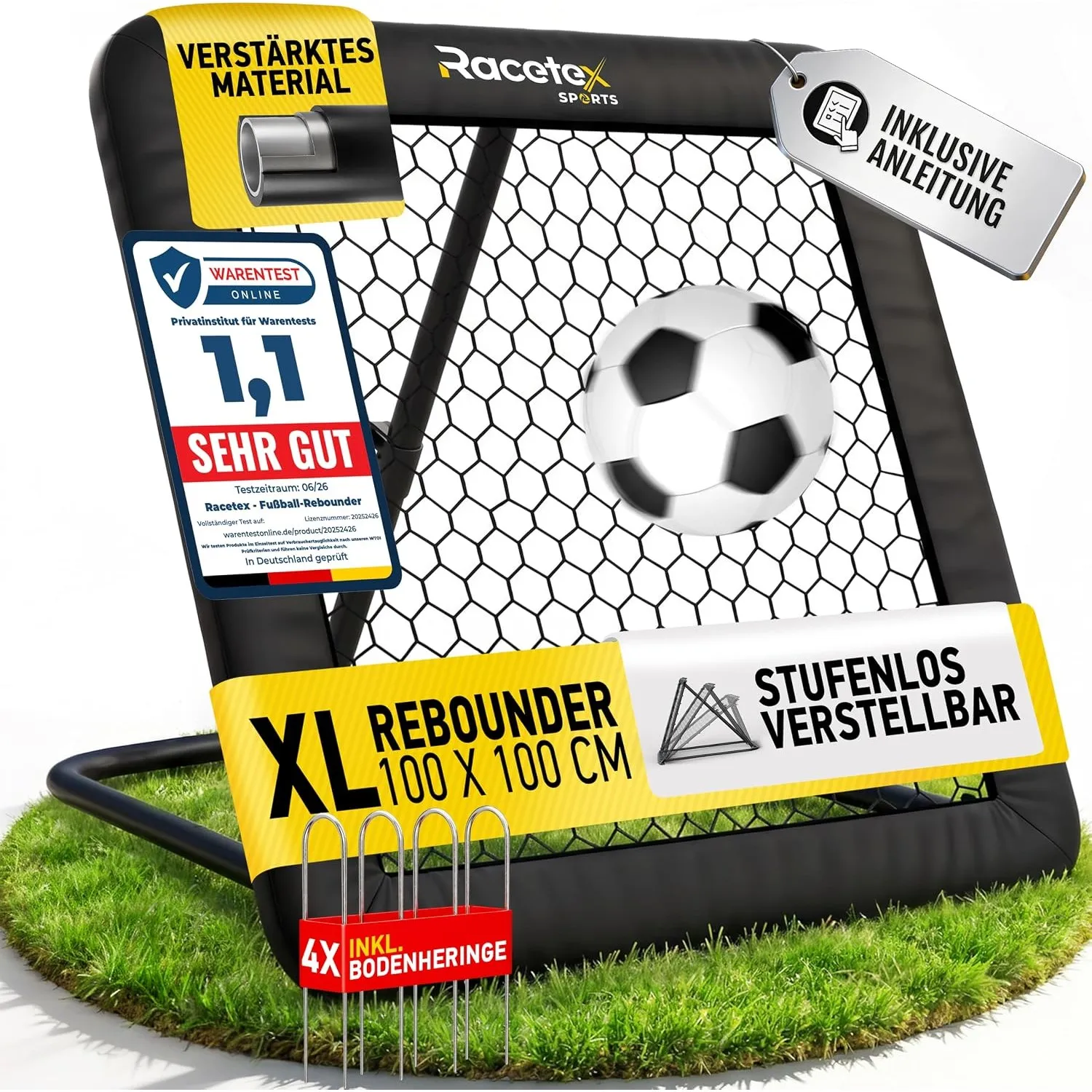 Racetex Rebounder für Fußball - Rebounder mit robuster Konstruktion
