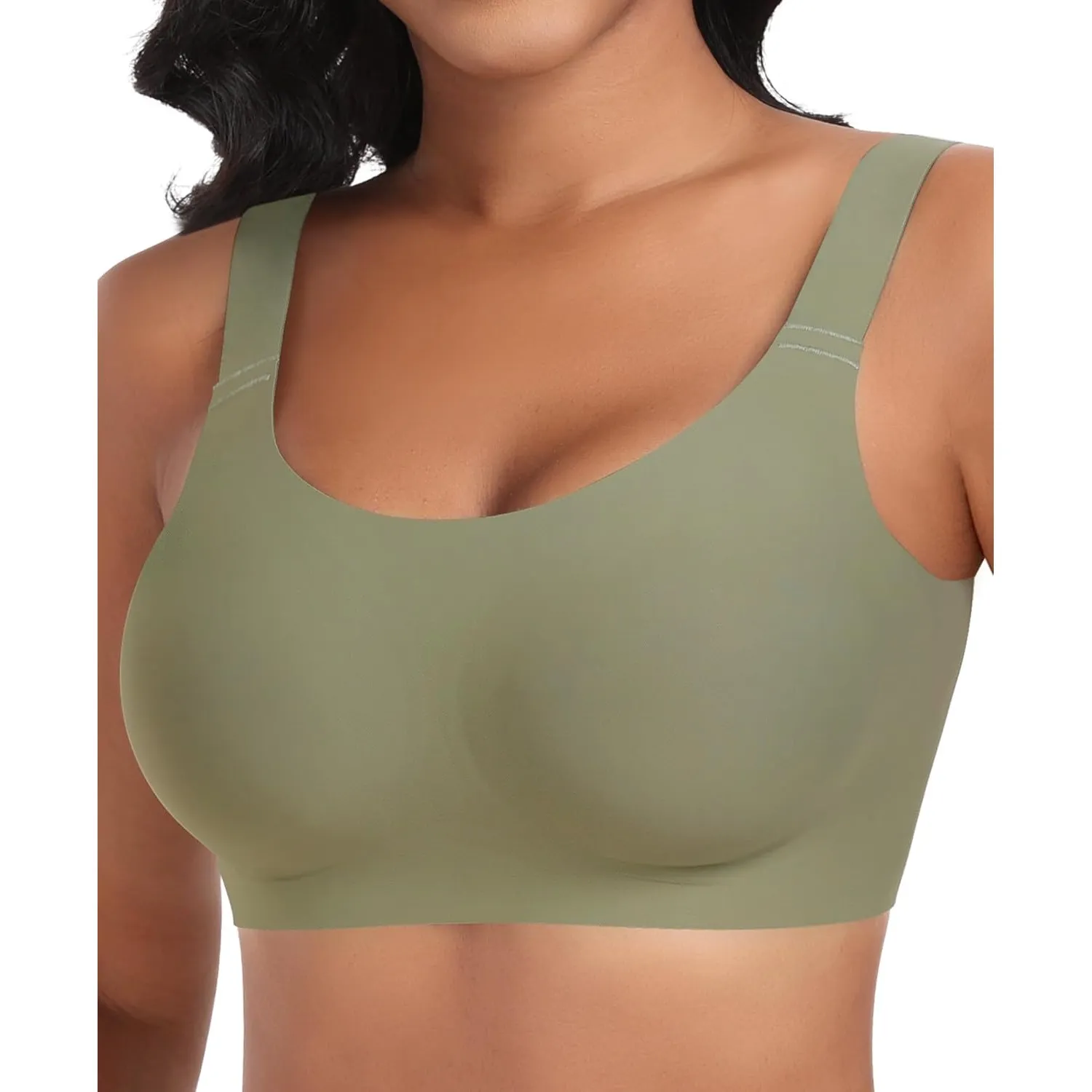 Nahtloser BH Damen Ohne Bügel Glatt Komfort Vollschalen Gepolstert Bustier Weicher BH Bequemer T-Shirt Soft BH Bra Bral…