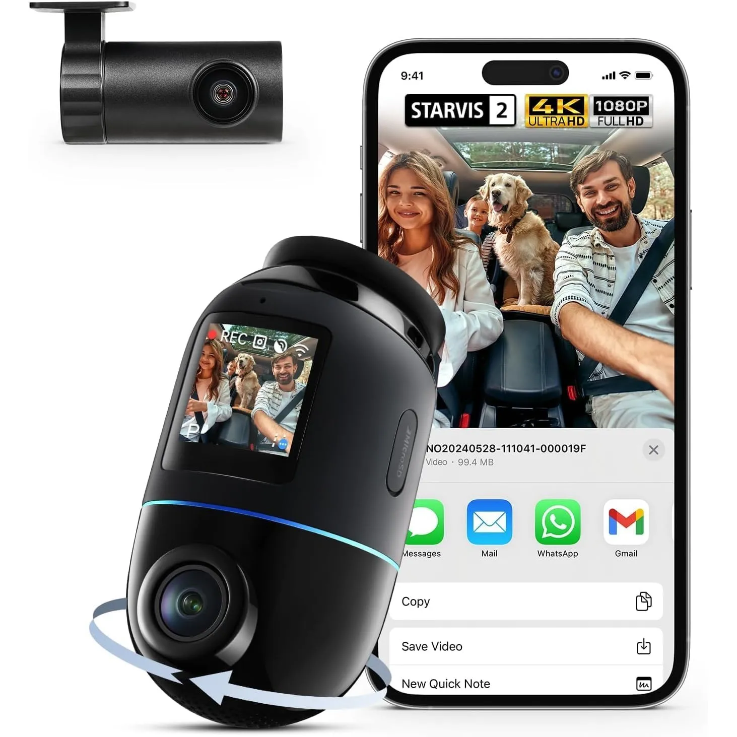 70mai Dash Cam 4K Omni, Dashcam Vorne Hinten Dual STARVIS 2 IMX678 HDR