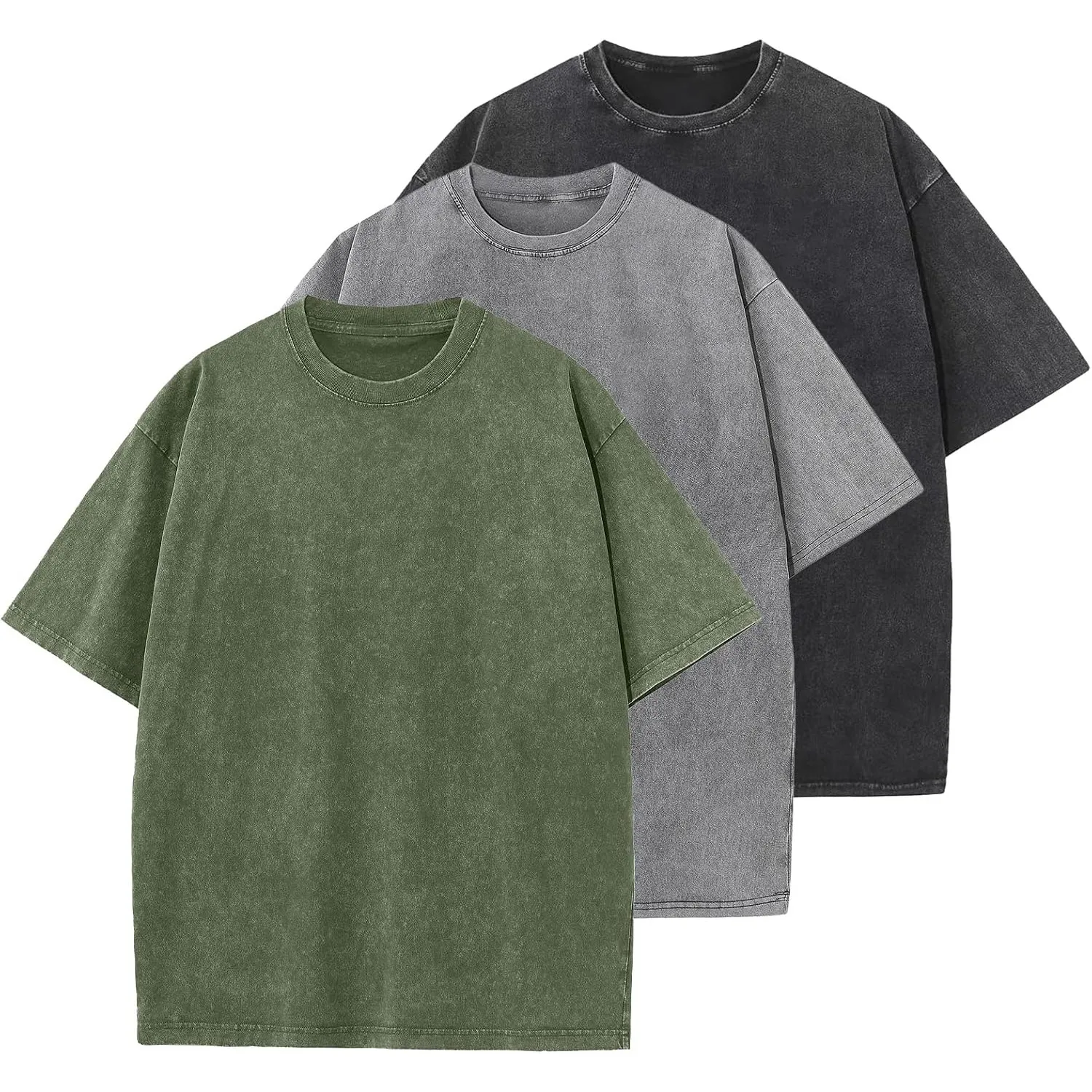 Oversized T-Shirt für Herren Heavy Baumwolle Regular Fit Basic Männer T-Shirt Set Casual Sommer Tops