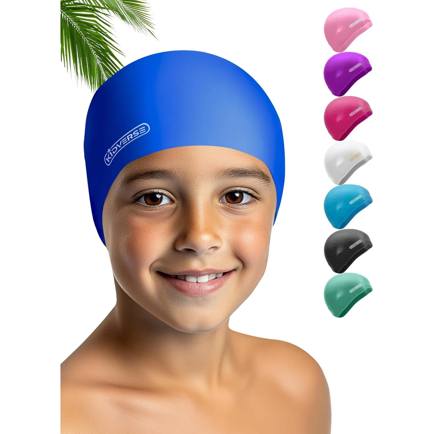 KIDVERSE Badekappe für Kinder - Jungen & Mädchen - Schwimmkappe 100% Reißfest & Wasserdicht - Badehaube mit UV Schutz -…