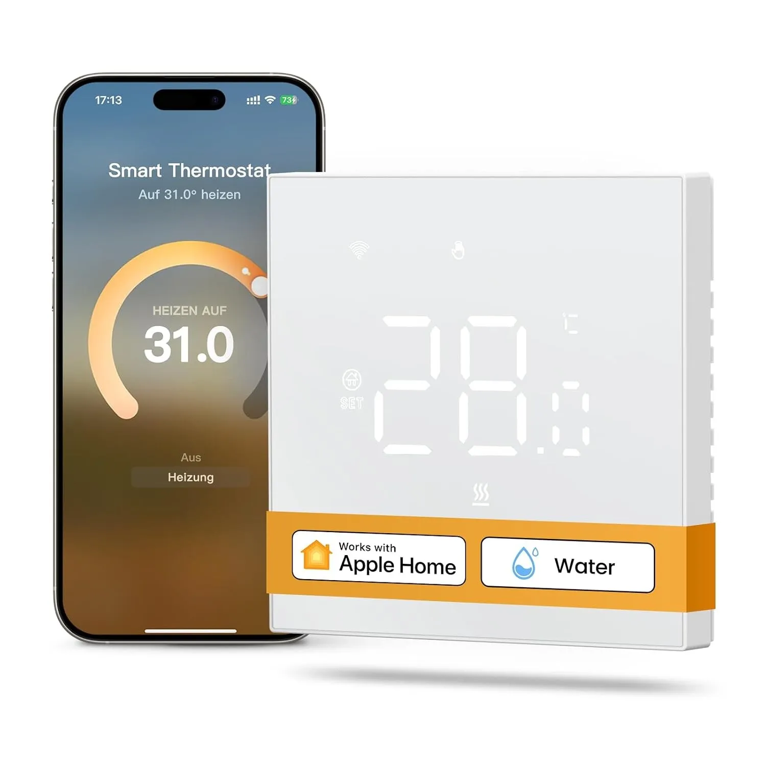 MIUCDA Smart Thermostat Matter Wasser Fussbodenheizung WiFi Raumthermostat Digital Heizungsthermostat Kompatibel mit Ho…