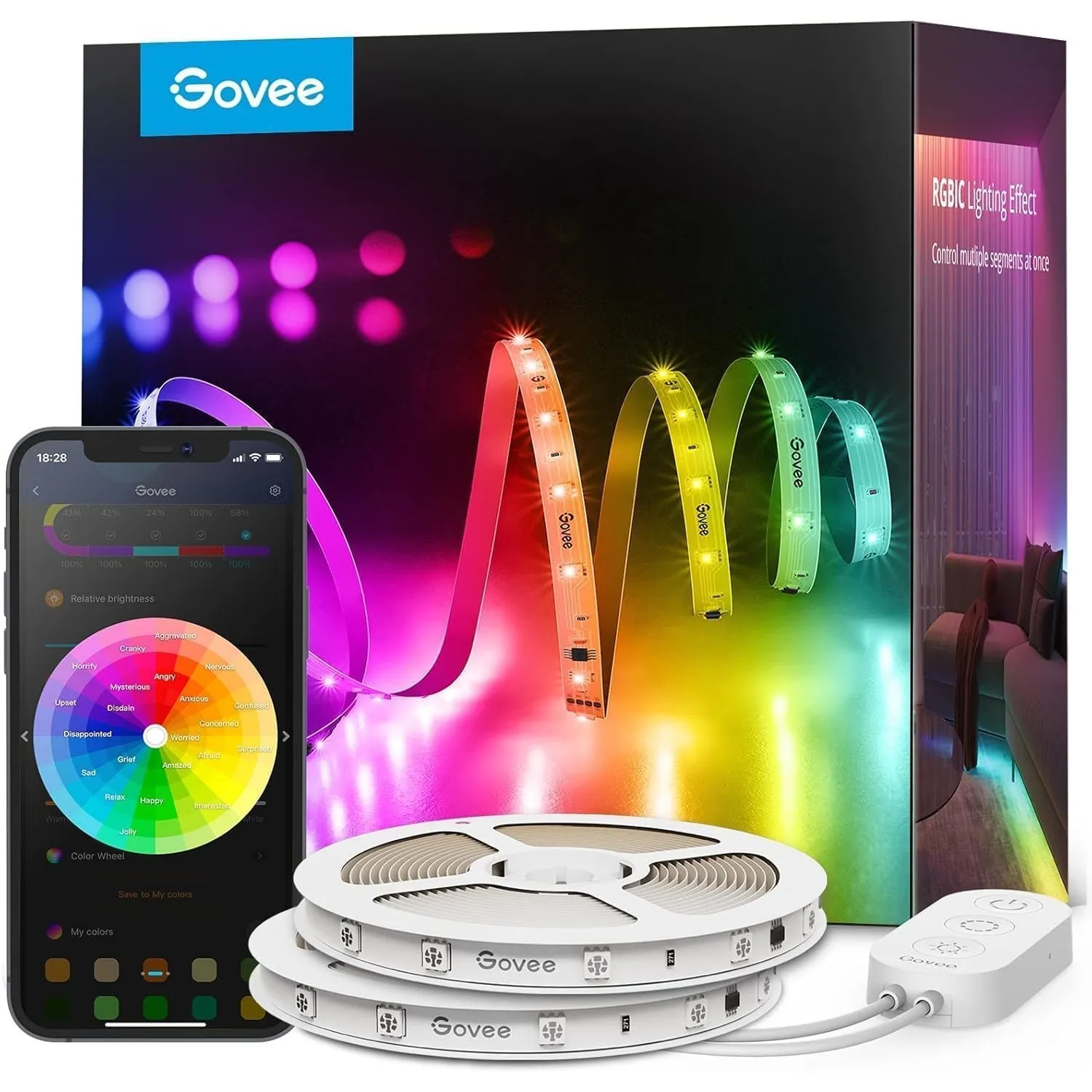 Govee LED Strip 30m, Smart RGBIC LED Streifen Lichterkette mit Alexa | Kompatibel mit Google Assistant, Smart App mit M…