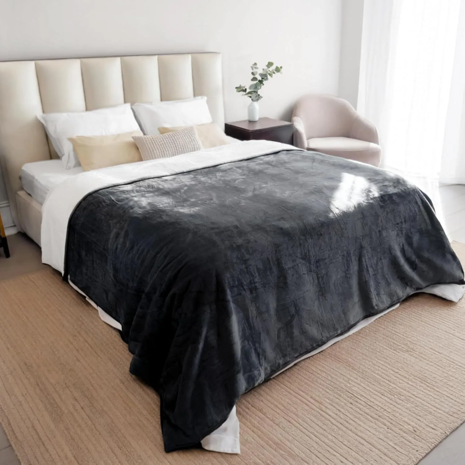 Dreamzie - wasserdichte Hundedecke Flauschig - 218x228cm - Dunkelgrau