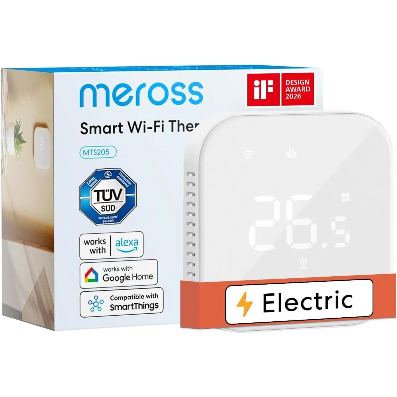 Meross Smart Elektrische Thermostat, WLAN Fußbodenheizung Raumthermostat, Heizen & Kühlen kompatibel mit Alexa und Goog…