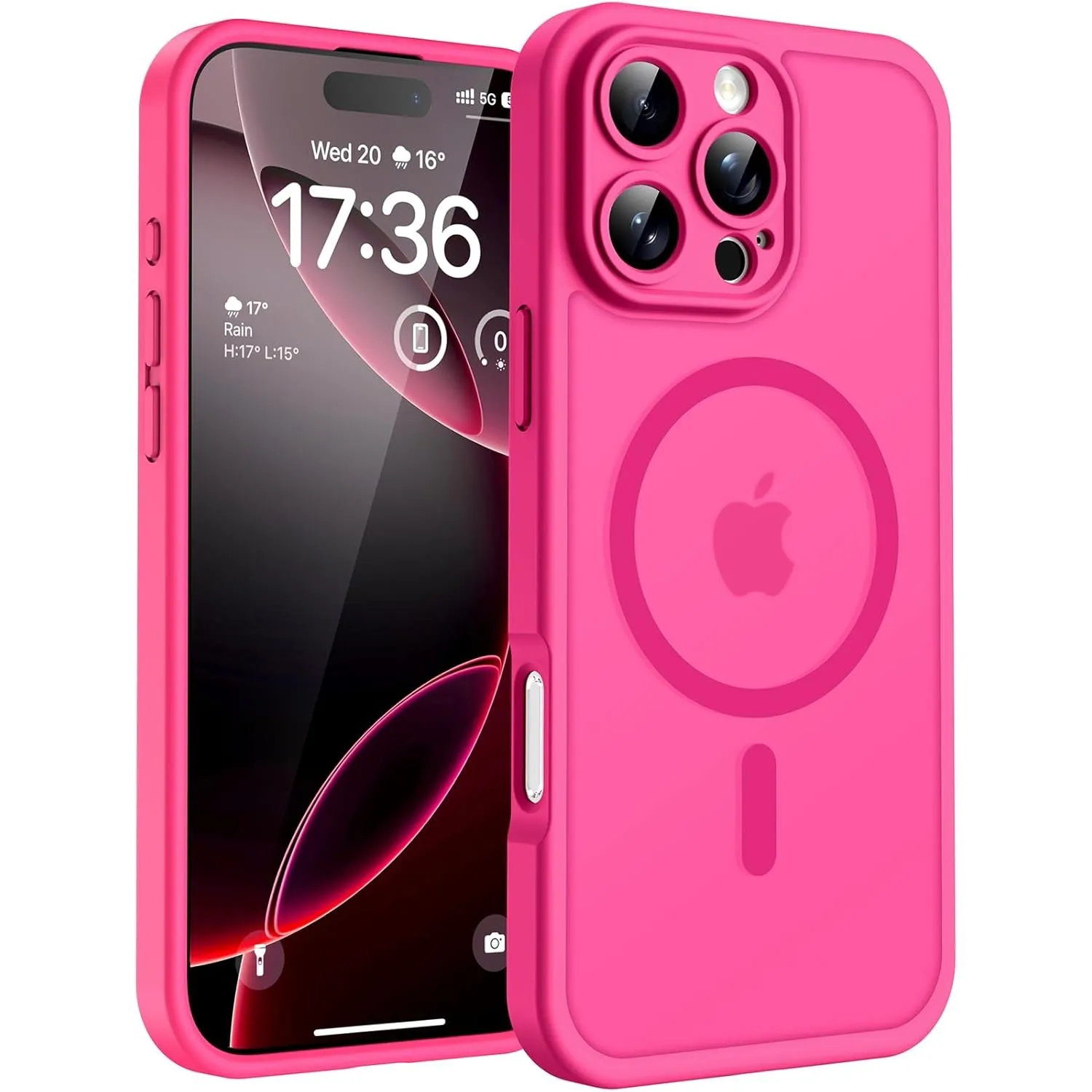 TOCOL für iPhone 16 Pro Hülle, Kompatibel mit MagSafe, Heißes Rosa