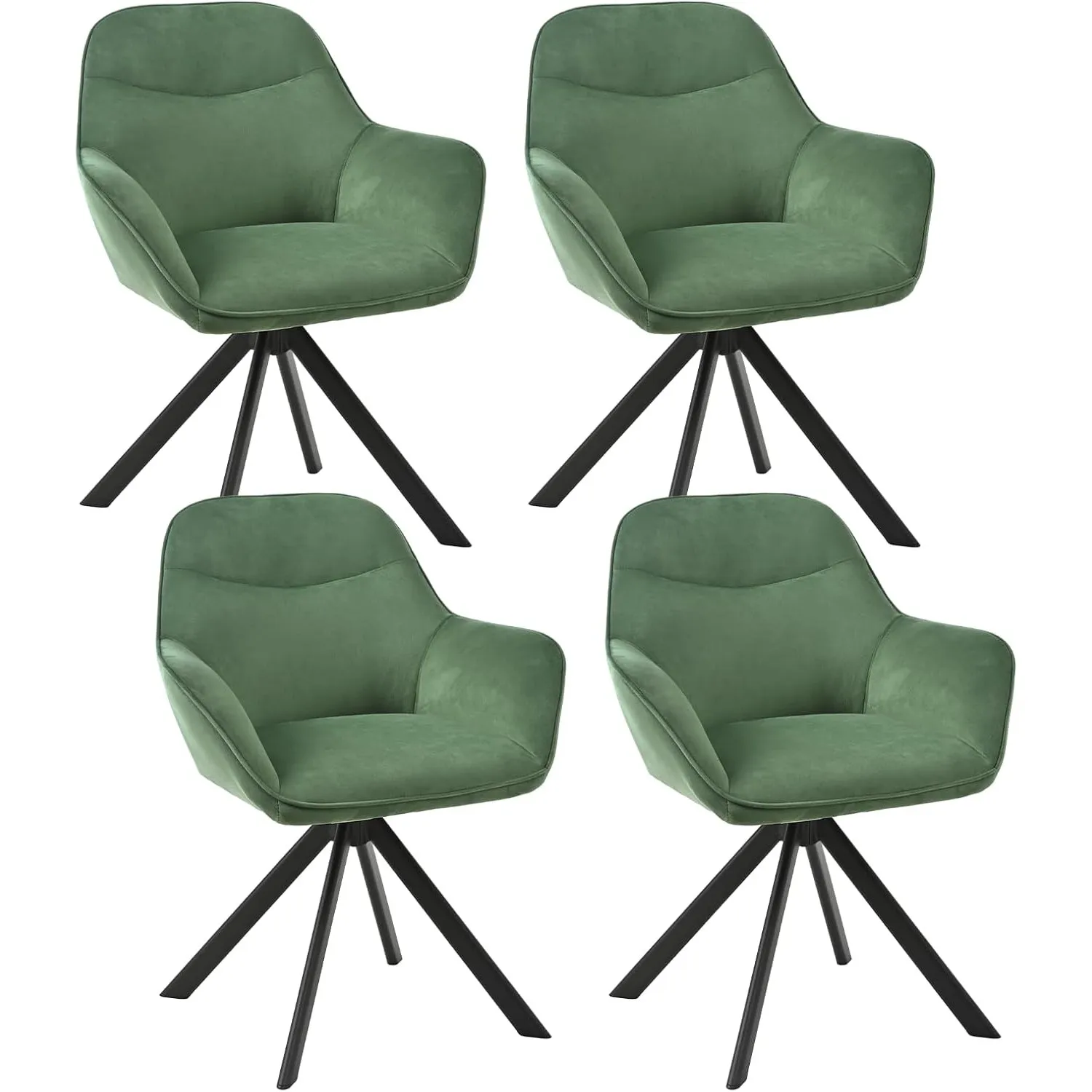 Esszimmerstühle Drehbar 4er Set mit Armlehne, 360° drehbar, Polsterstuhl Samt, Drehstuhl Esszimmer, Küchenstuhl mit Met…