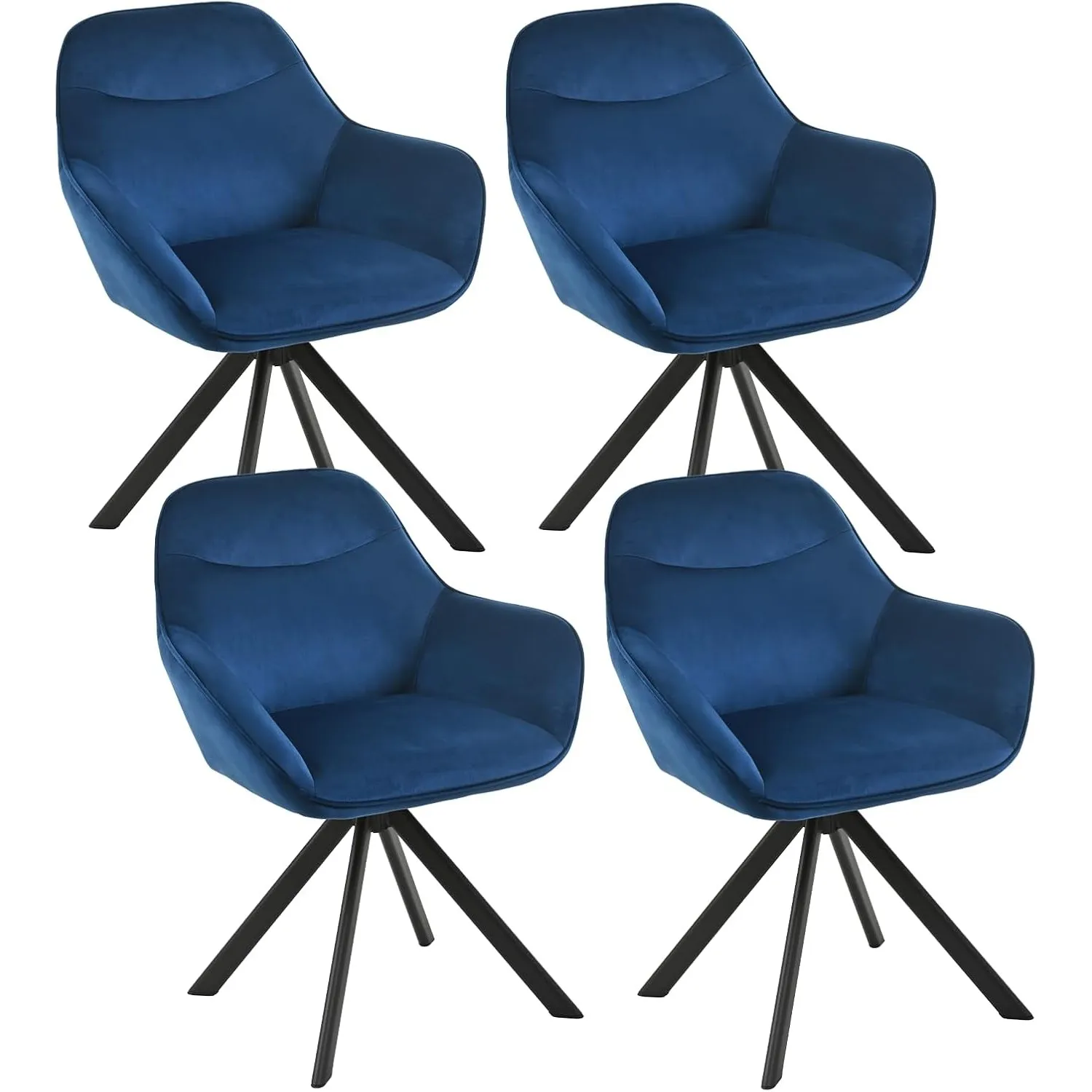 Esszimmerstühle Drehbar 4er Set mit Armlehne, 360° drehbar, Polsterstuhl Samt, Drehstuhl Esszimmer, Küchenstuhl mit Met…