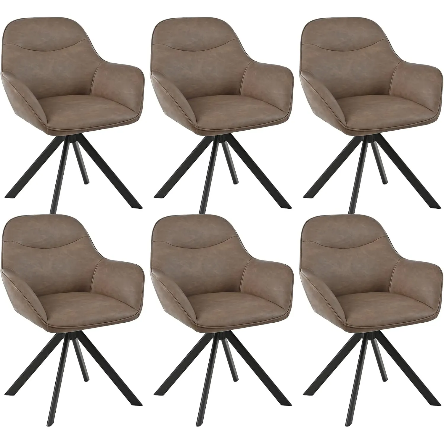 Esszimmerstühle Drehbar 6er Set mit Armlehne, 360° drehbar, Polsterstuhl Kunstleder, Drehstuhl Esszimmer, Küchenstuhl m…