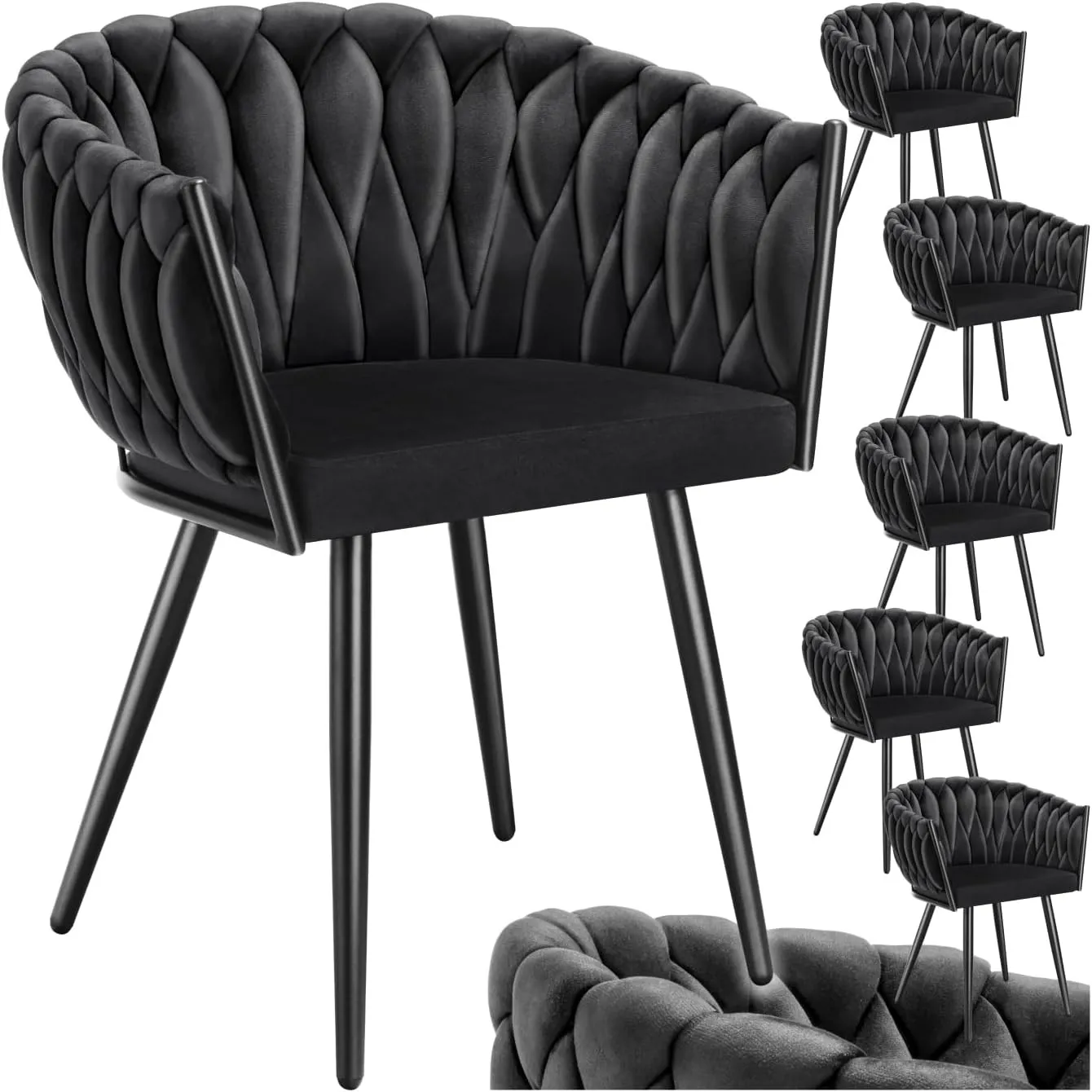 tectake® Samt Stuhl, Schalenstuhl mit Armlehne in Knoten Optik, Esszimmerstühle, Sessel modern für Wohnzimmer, Esszimme…