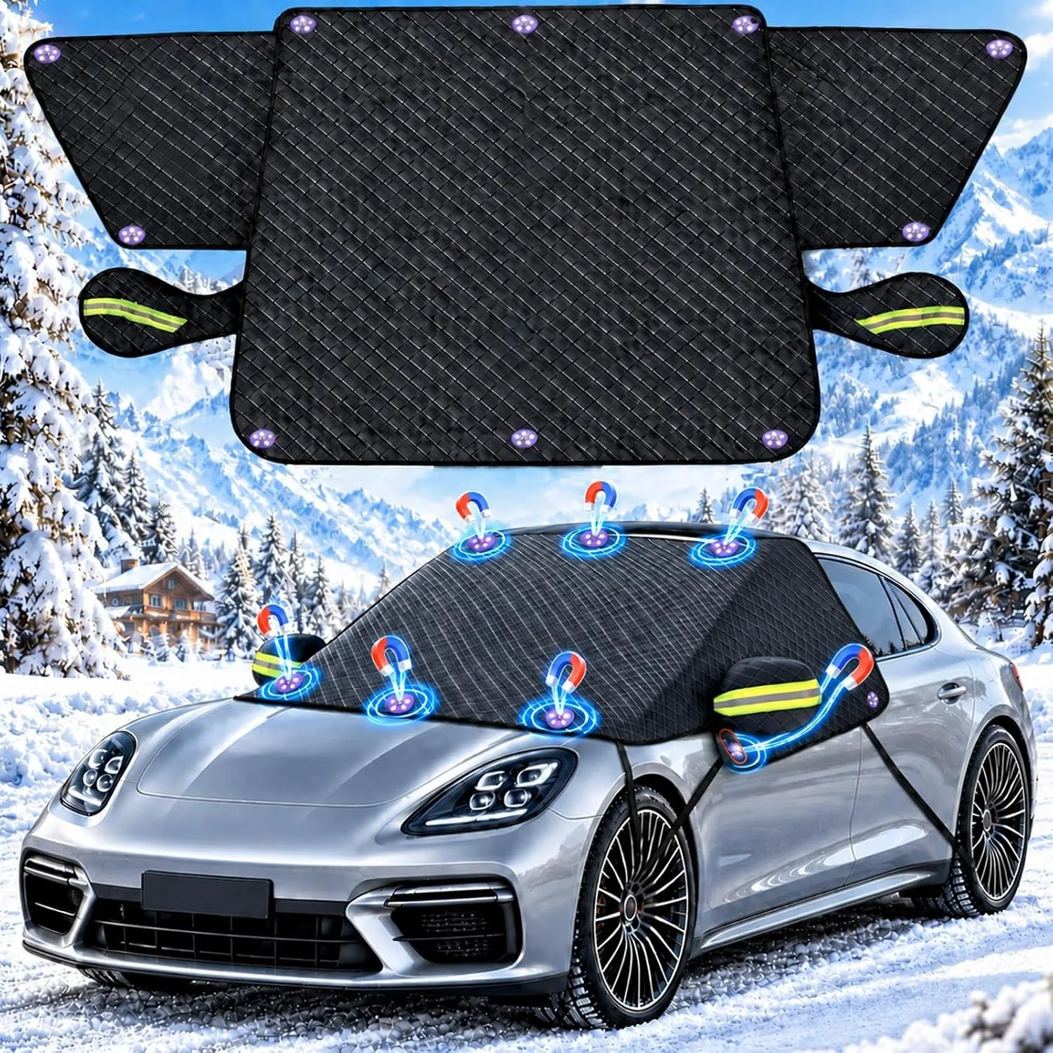 Maxee Frontscheibenabdeckung Winter, magnetischer Frost-Schwarz E
