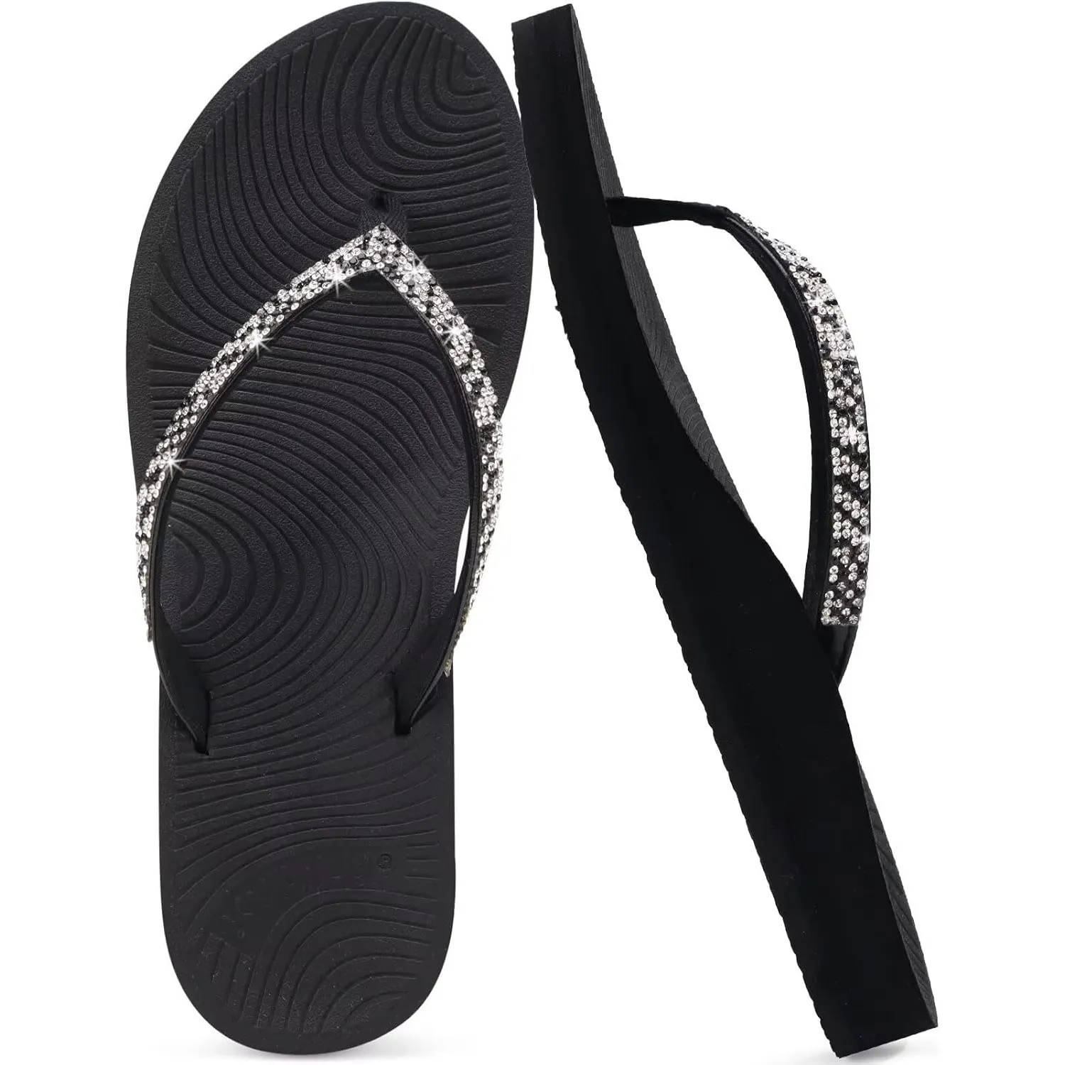 KuaiLu Frauen Strass Flip Flops mit Komfort Bogen Unterstützung Yoga Matte Kissen Sandalen Mode Sommer Strand Reisen Or…
