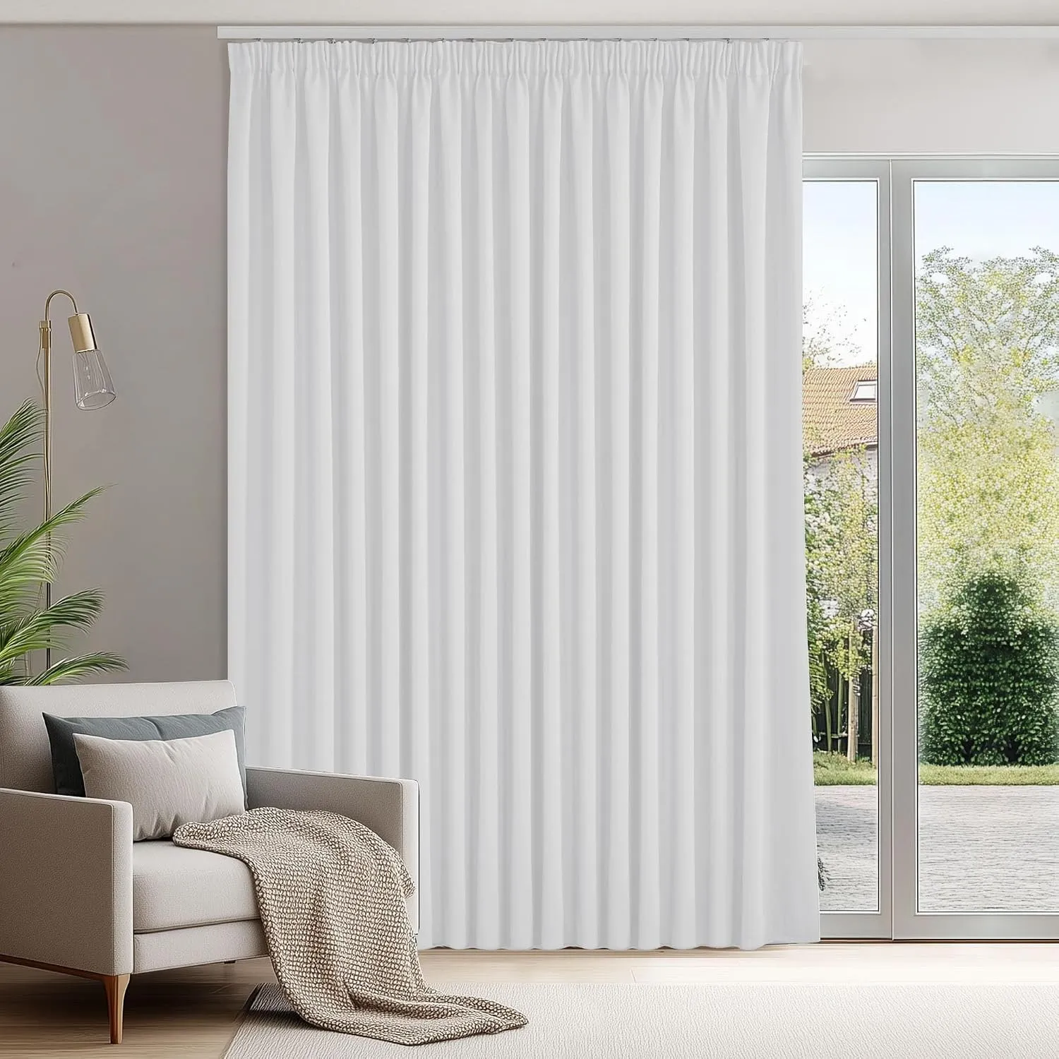 Deconovo Gardinen mit Kräuselband Blickdicht Vorhänge UV-Schutz Silber Grau
