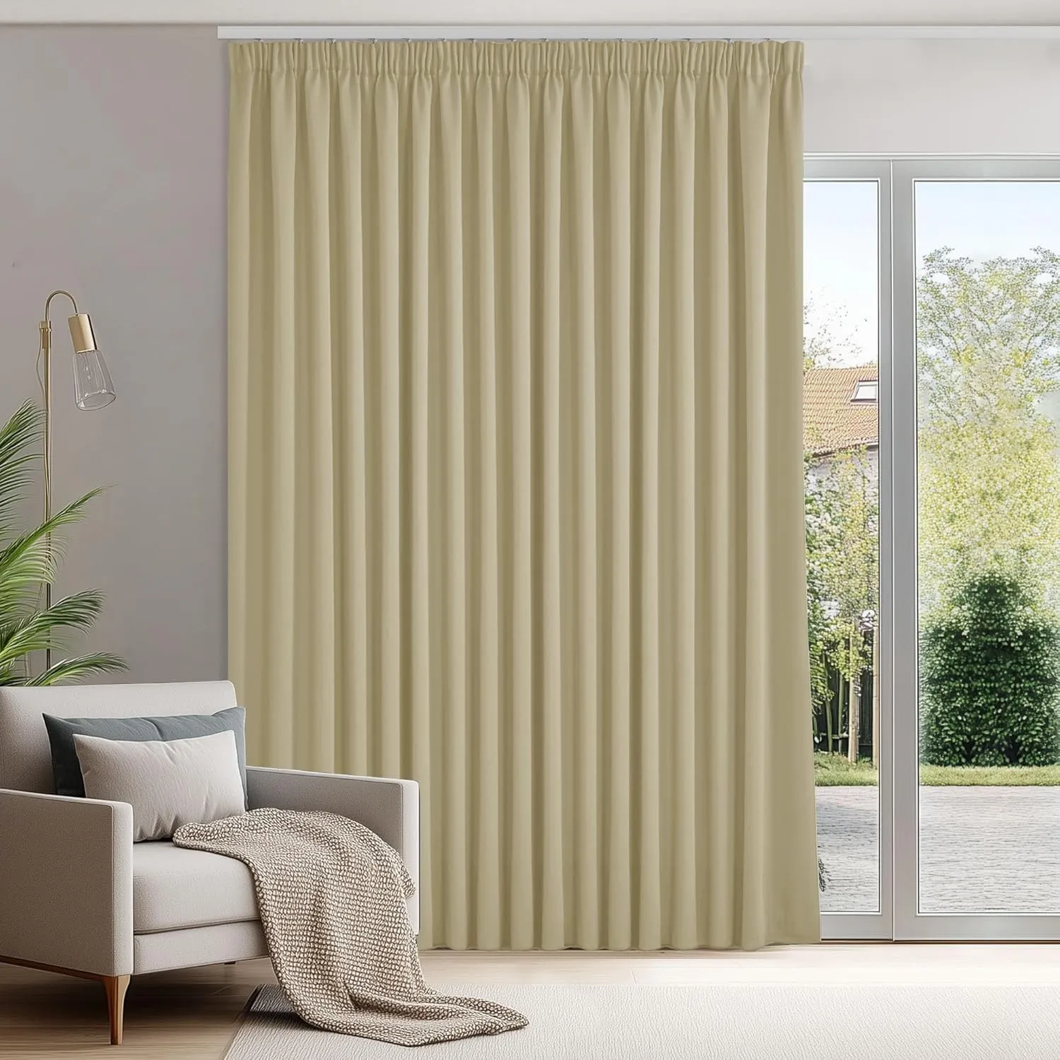 Deconovo Gardinen Blickdicht für Schienensystem Vorhänge Extra Breite Beige | 1er Set, H 245 x B 200 cm, Thermogardine …