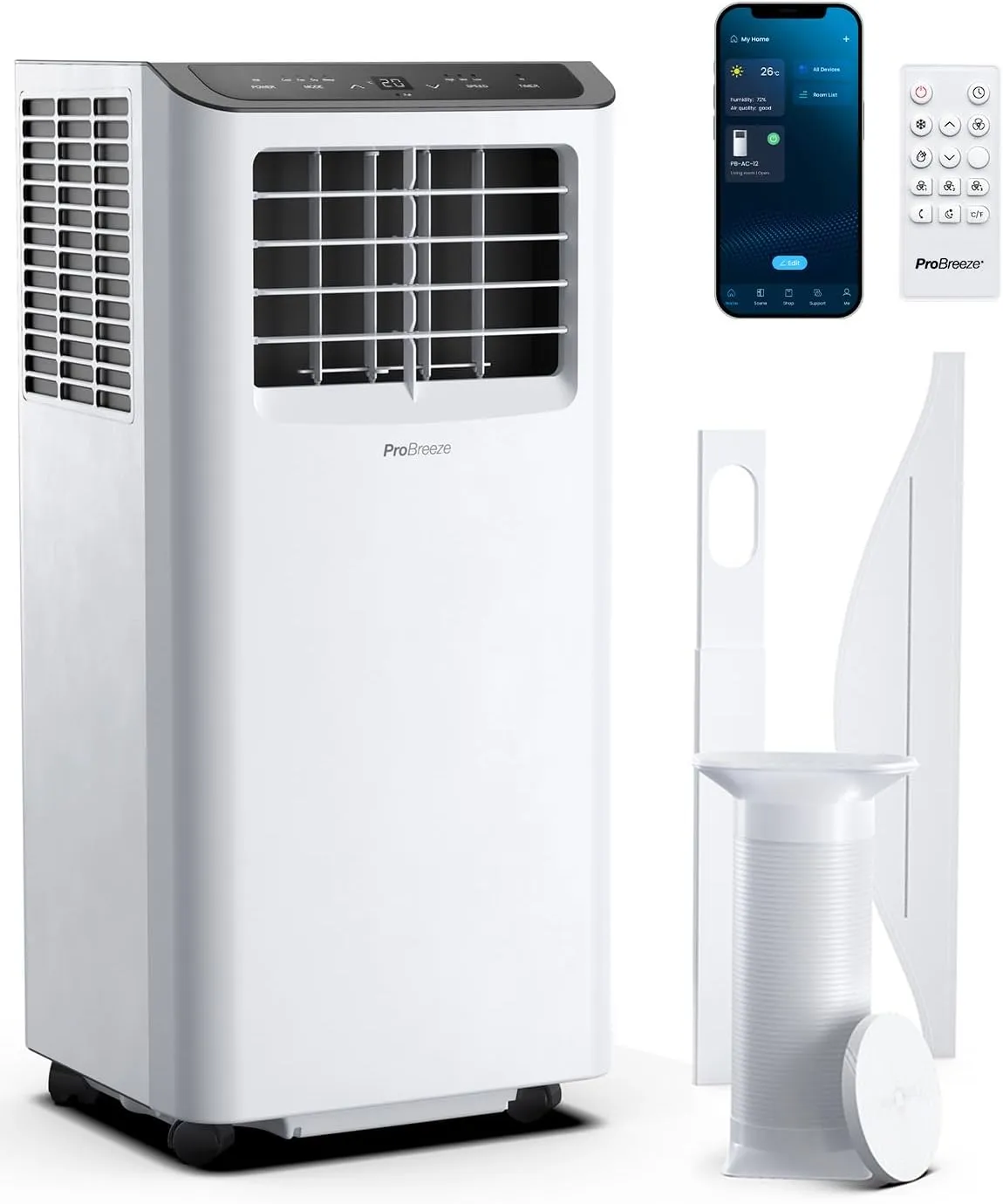 Pro Breeze Mobile Klimaanlage 14000 BTU – 4-in-1 Klimagerät mobil mit Abluftschlauch | 21% mehr Luftstrom | Energieklas…