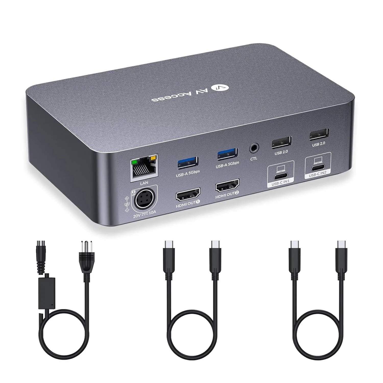 AV Access Docking Station KVM Switch 2 Monitors 2 Laptops, 4K KVM Dual Monitor, 2 USB C MST Ports, 60W PD für Each PC, …