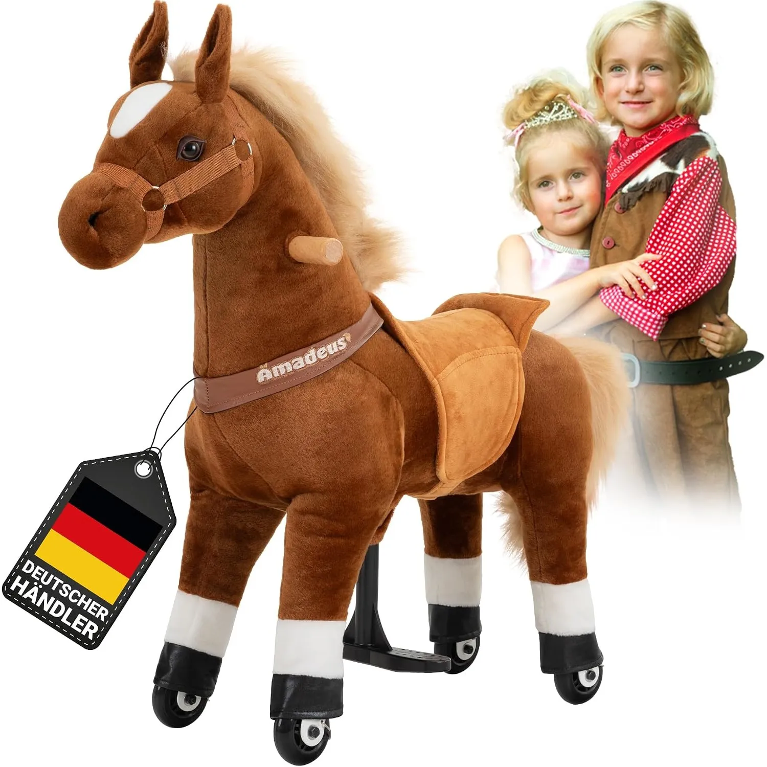 Miweba Pony Amadeus | Reitpferd auf Rollen | 4-8 Jahre (Medium)