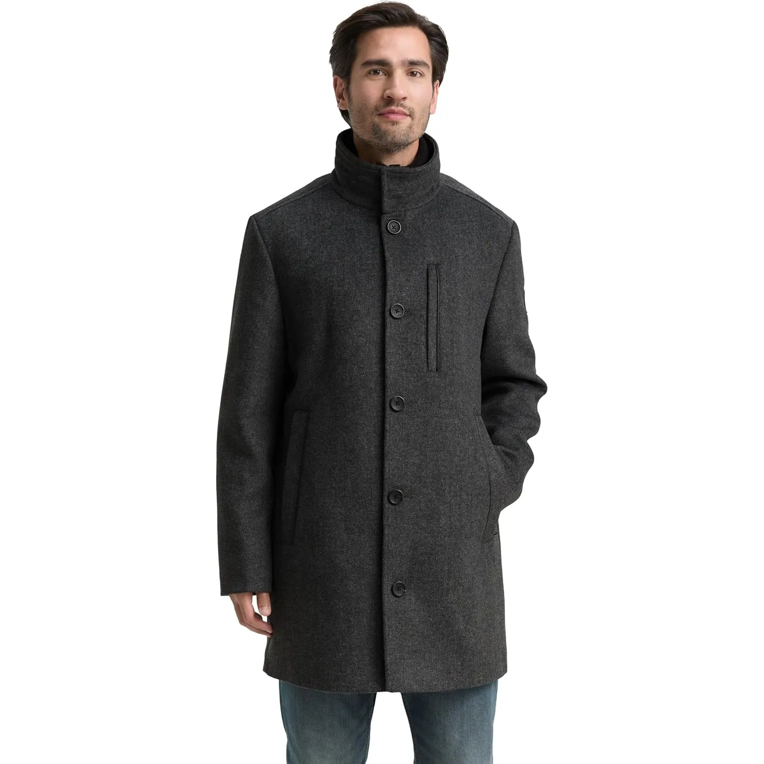 TOM TAILOR Herren 2-in-1 Wollmantel mit Abnehmbarer Innenjacke