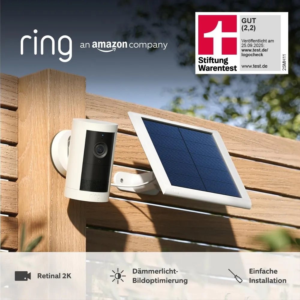 Ring Außenkamera Plus Solar (Outdoor Camera Plus neueste generation) | 2K-Weitwinkelvideo | Kabellose Überwachungskamer…