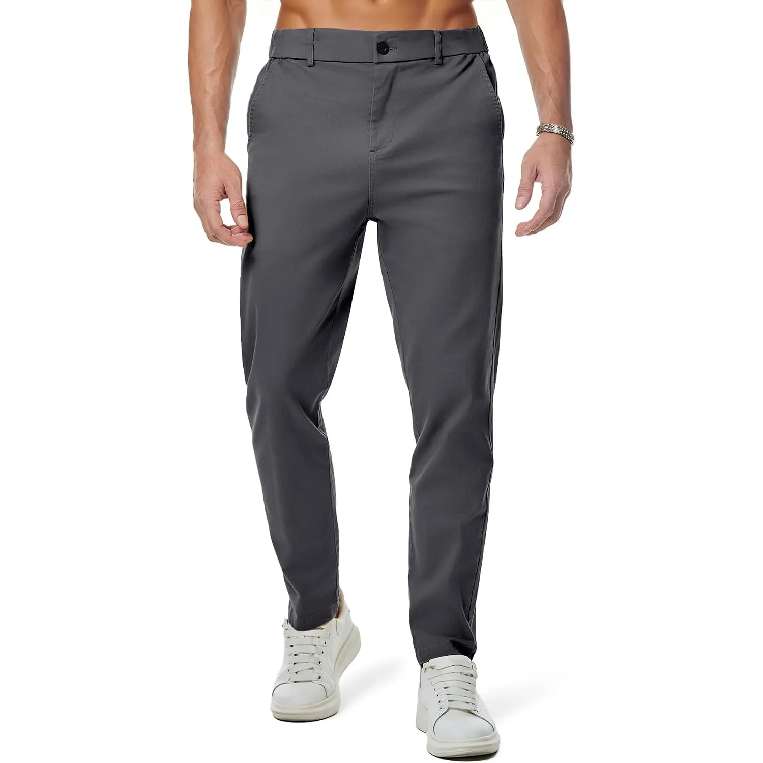 JMIERR Chino Hose Herren Baumwolle Business Männer mit Taschen