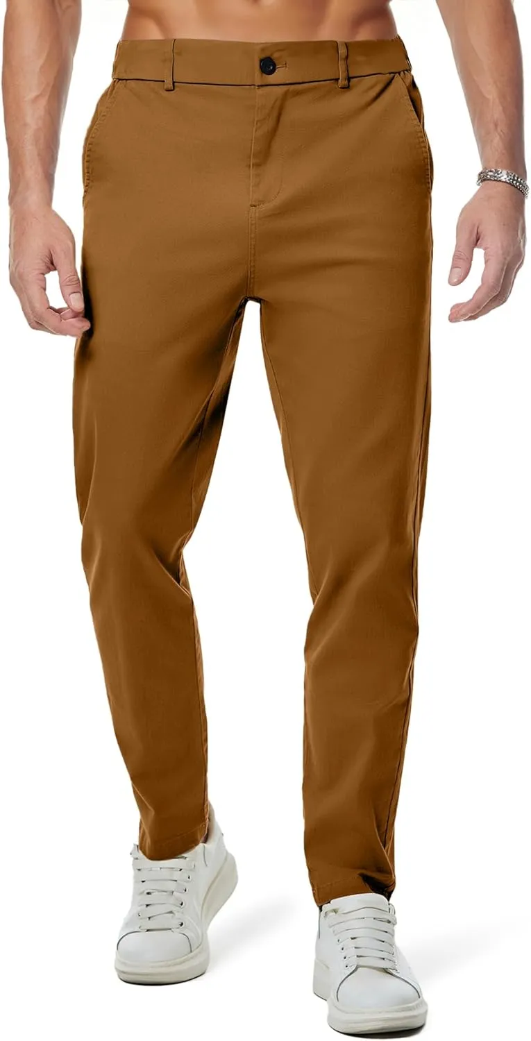 JMIERR Baumwolle Chino Hosen Herren Stretch Cargohose Hose Männer Business Freizeit Hosen Elastische Taille mit Taschen