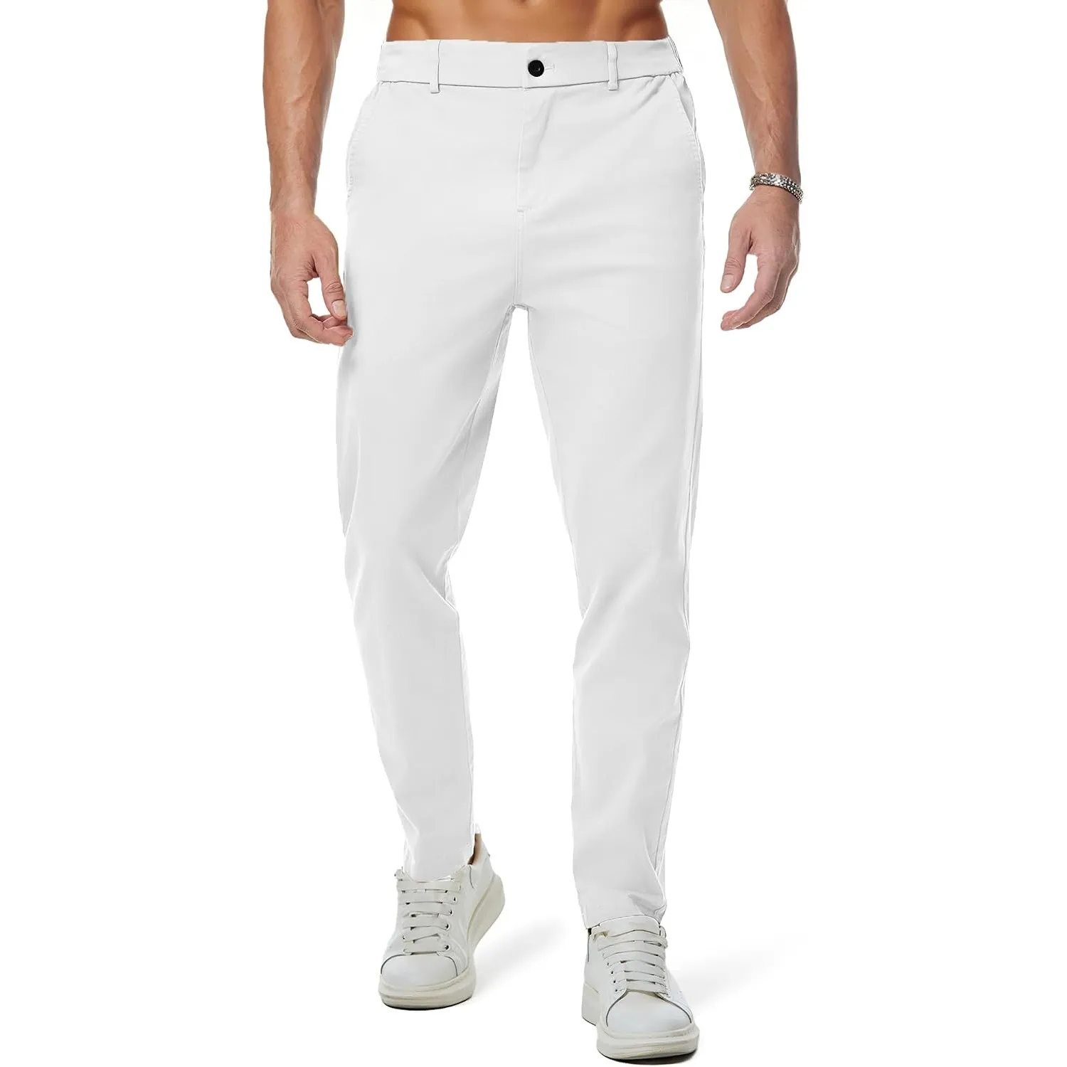 JMIERR Chino Hose Herren Baumwolle Business Männer mit Taschen