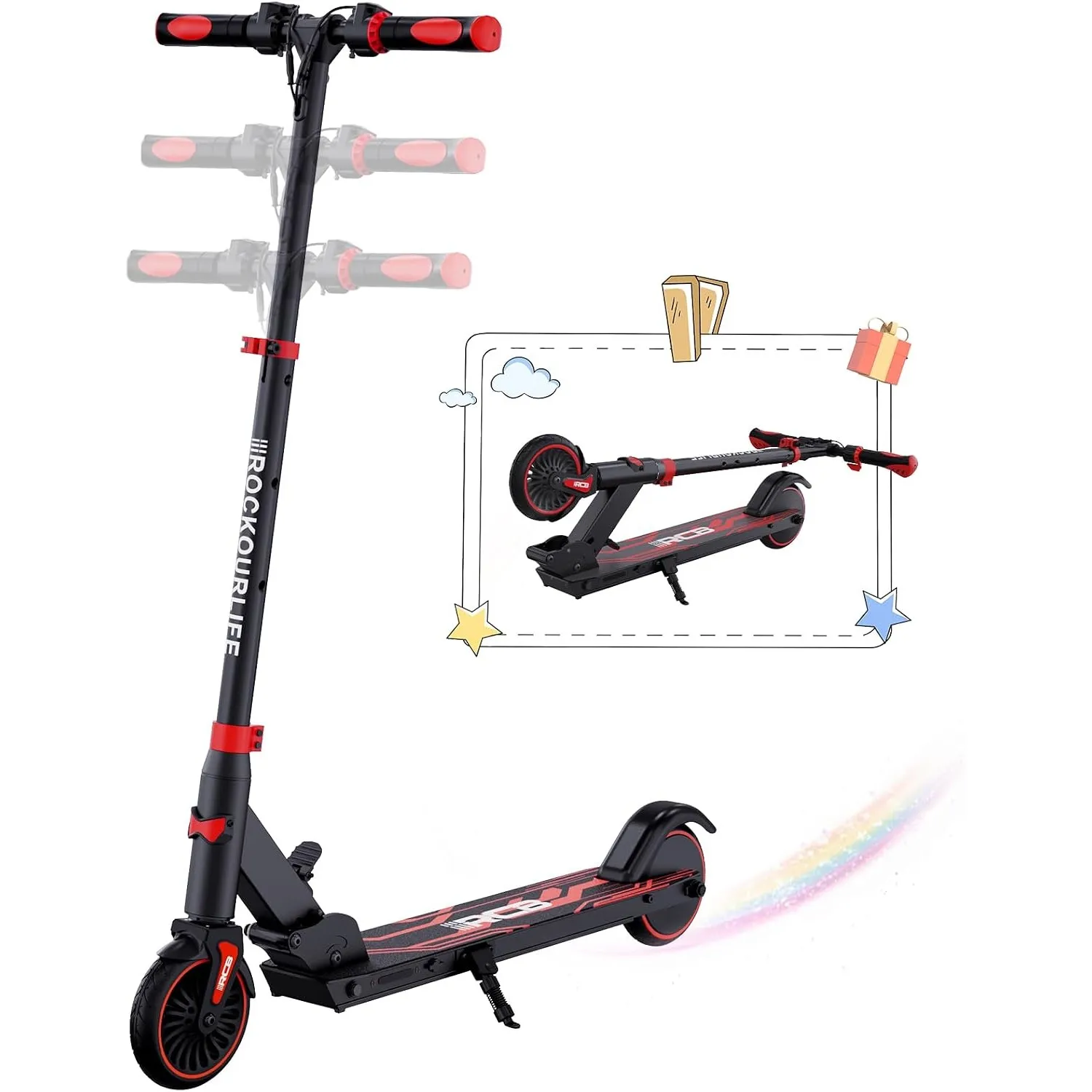 RCB TECH E-Scooter Kinder (8-12-16 Jahre) - Faltbarer Elektroroller für Kinder - Max Reichweite 16 KM - Max. 20 KM/H - …