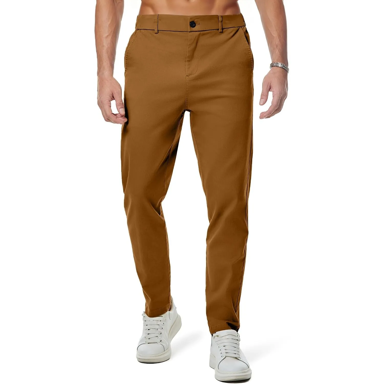JMIERR Chino Hose Herren Baumwolle Business Männer mit Taschen
