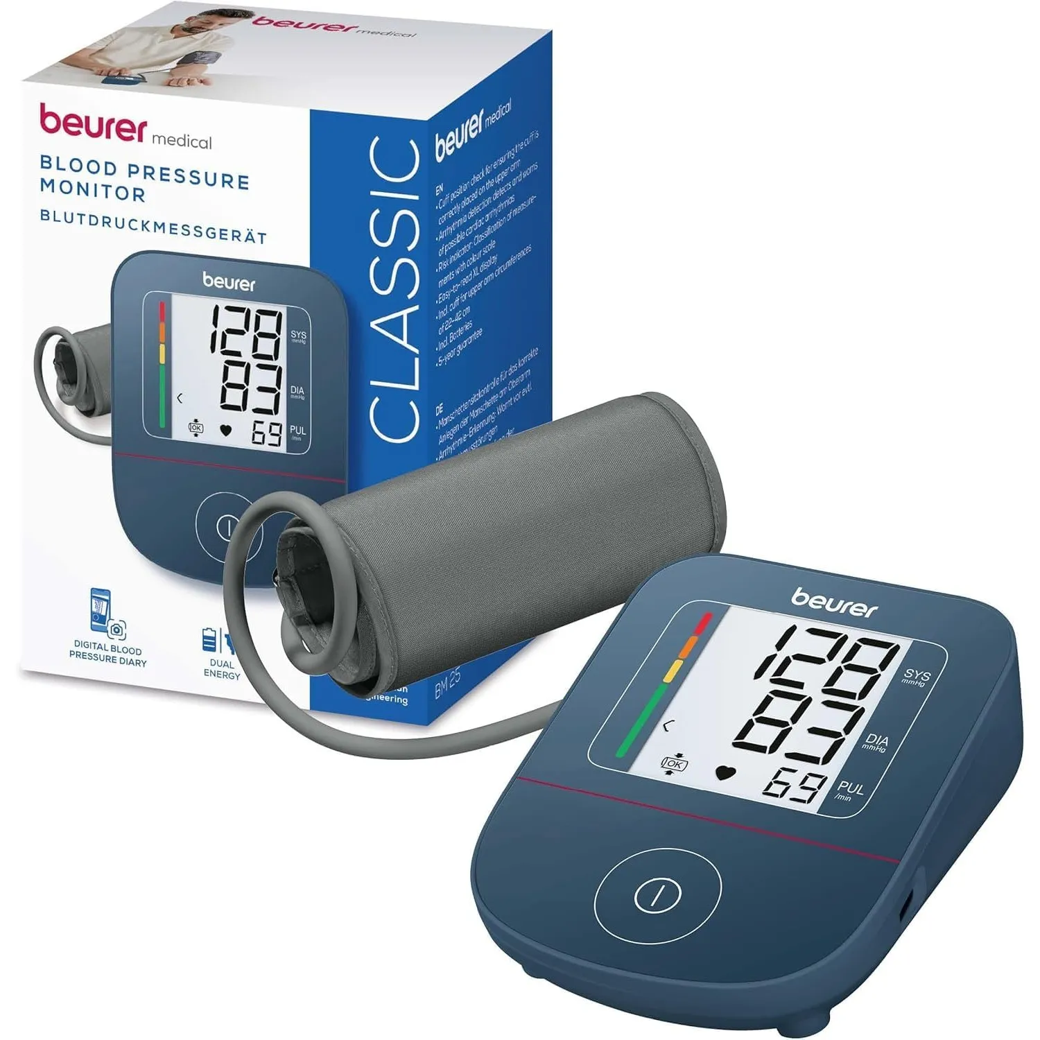 Beurer BM 25 Oberarm Blutdruckmessgerät, einfache Ein-Knopf-Bedienung, genaue Messung, Arrhythmie-Erkennung, mit USB-C-…