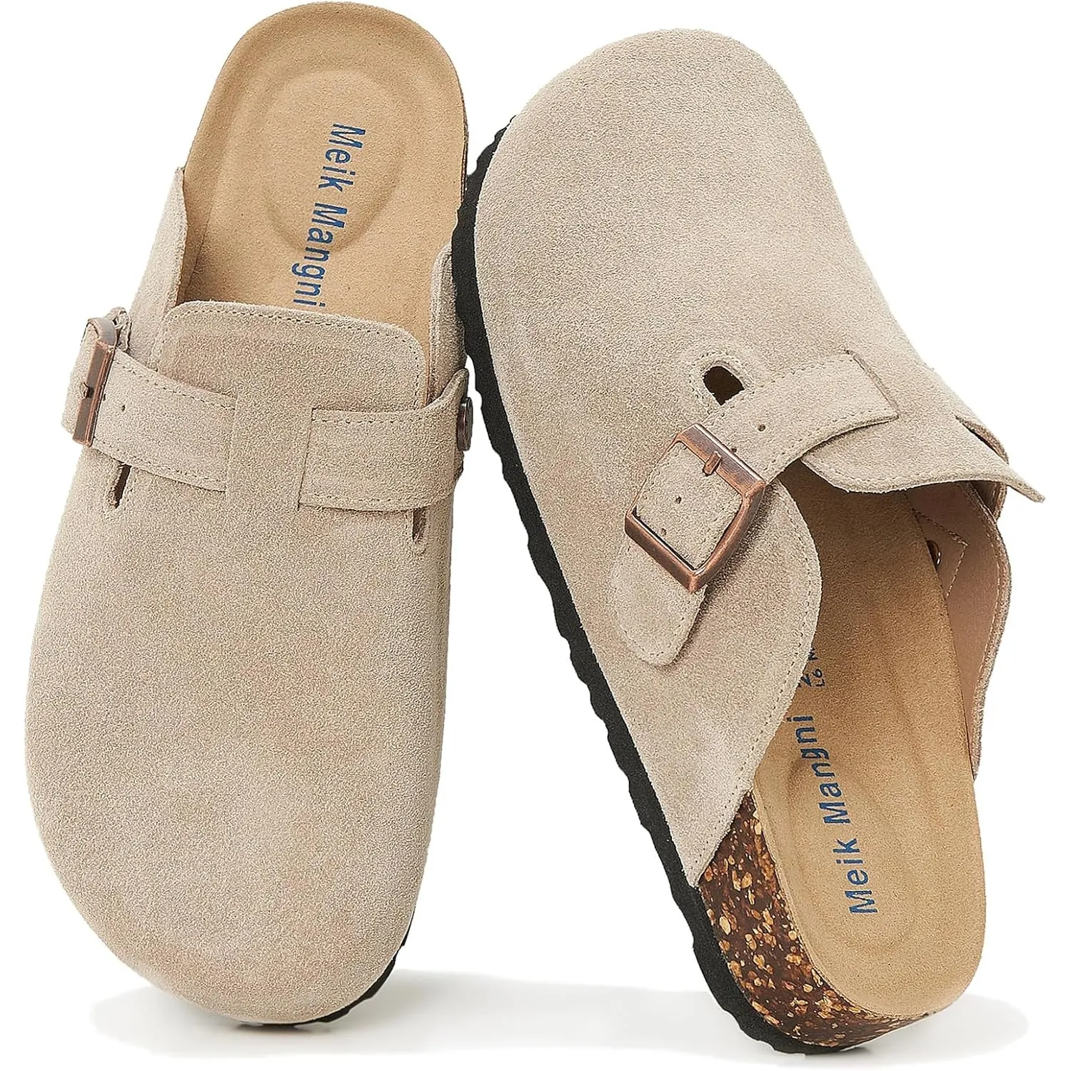 Meik Mangni Wildleder Clogs für Damen Herren Komfort Kartoffel Schuhe mit Arch Support Frauen aus Leder rutschfest Pant…