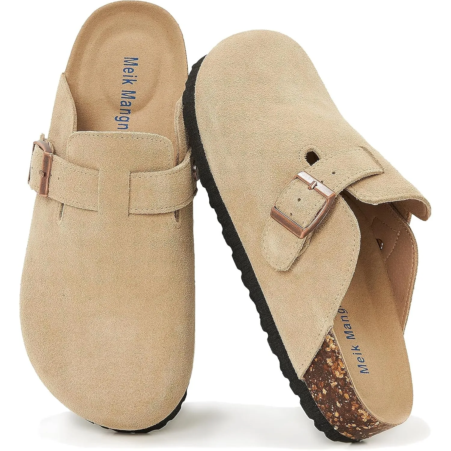 Meik Mangni Wildleder Clogs für Damen Herren Komfort Kartoffel Schuhe mit Arch Support Frauen aus Leder rutschfest Pant…