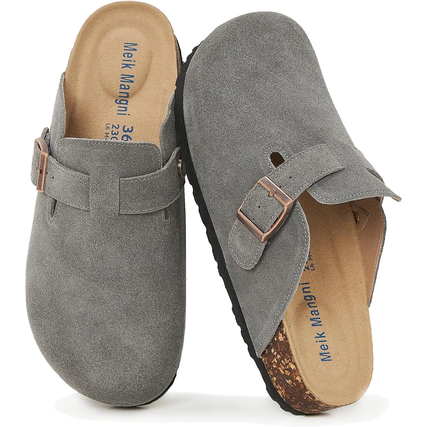 Meik Mangni Wildleder Clogs für Damen Herren Komfort Kartoffel Schuhe mit Arch Support Frauen aus Leder rutschfest Pant…