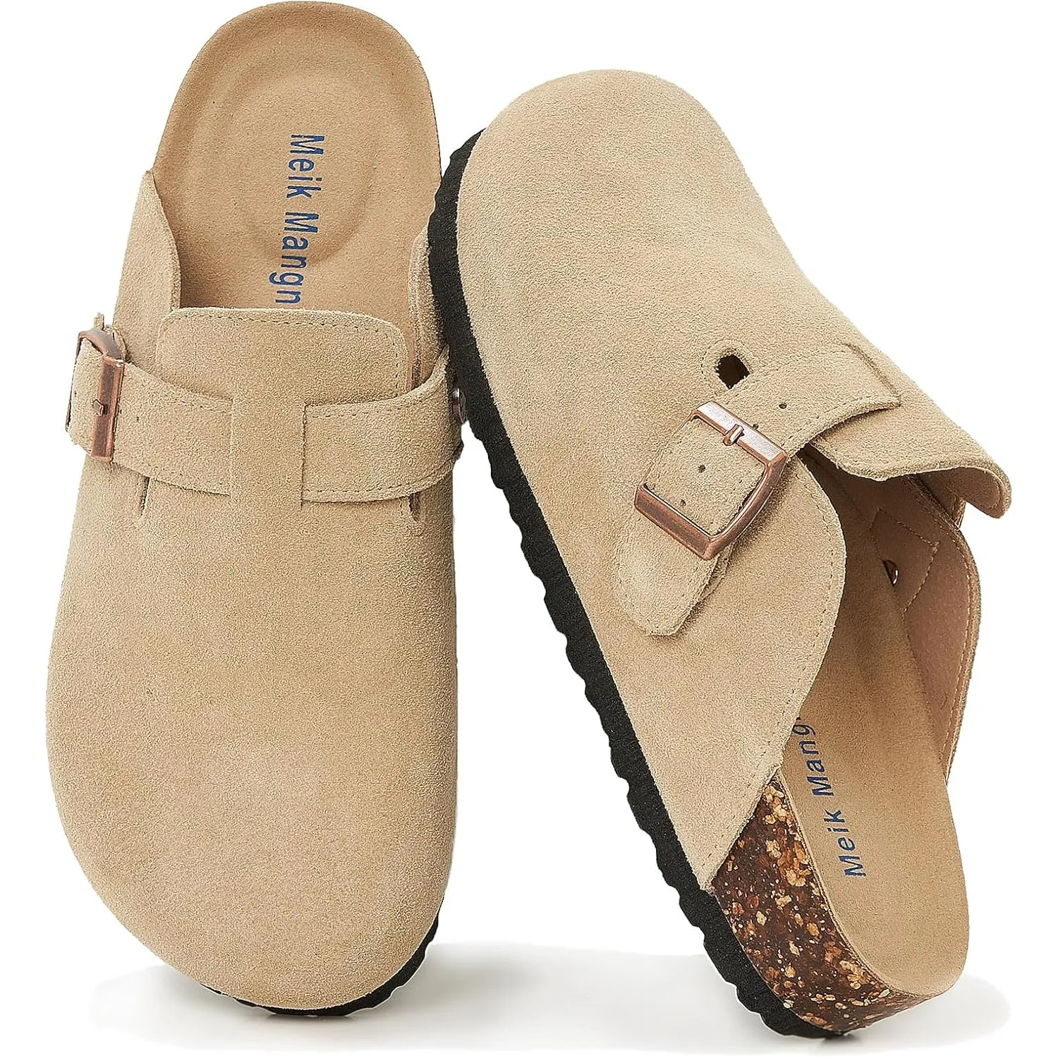 Meik Mangni Wildleder Clogs für Damen Herren Komfort Kartoffel Schuhe mit Arch Support Frauen aus Leder rutschfest Pant…