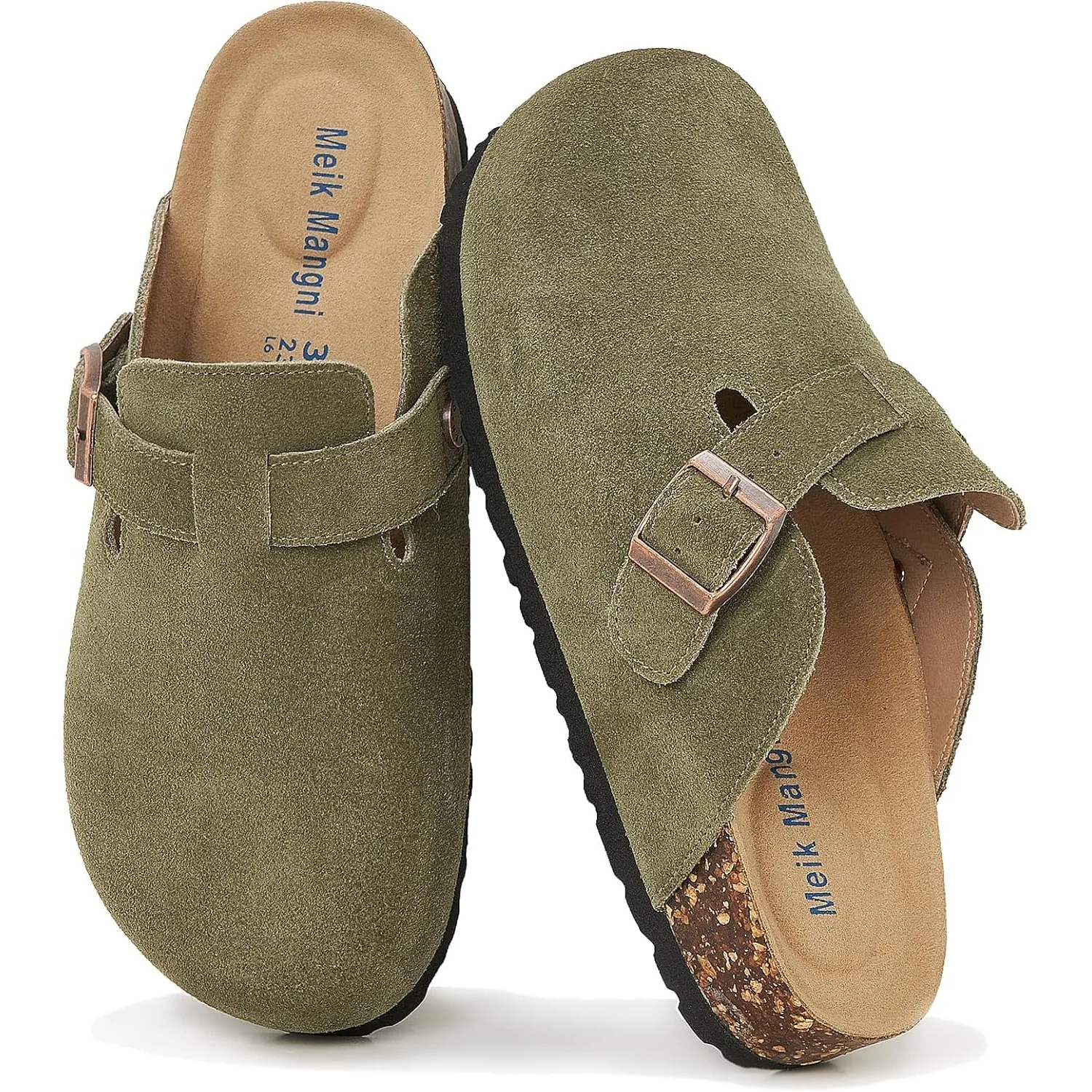 Meik Mangni Wildleder Clogs für Damen Herren Komfort Kartoffel Schuhe mit Arch Support Frauen aus Leder rutschfest Pant…