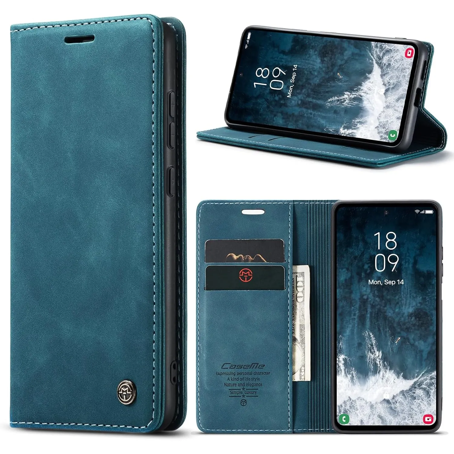 Handyhülle für Samsung Galaxy S23 FE 5G Hülle Premium Lederhülle Flip Case Magnet Tascher Kartenfach Standfunktion Klap…