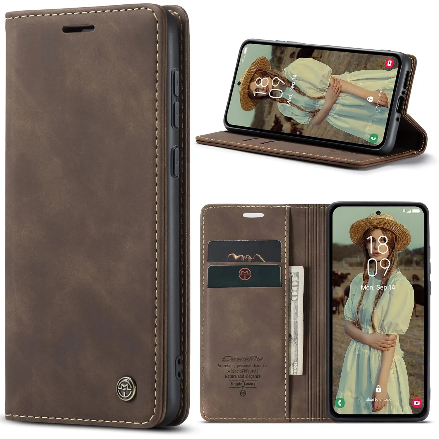 Handyhülle für Samsung Galaxy A35 5G Hülle Premium Lederhülle Flip Case Magnet Tascher Kartenfach Standfunktion Klapphü…