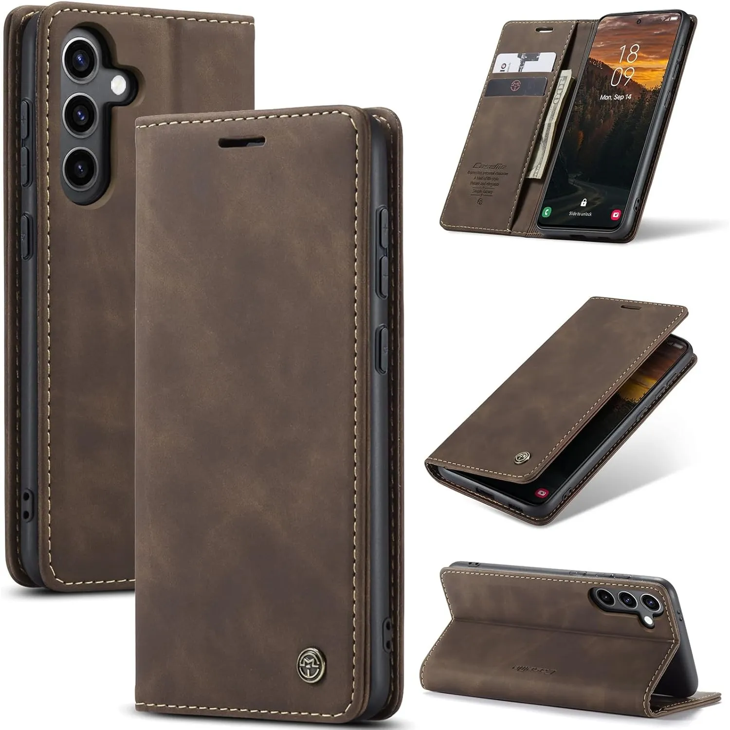 Handyhülle für Samsung Galaxy S24 5G Hülle Premium Lederhülle Flip Case Magnet Tascher Kartenfach Standfunktion Klapphü…