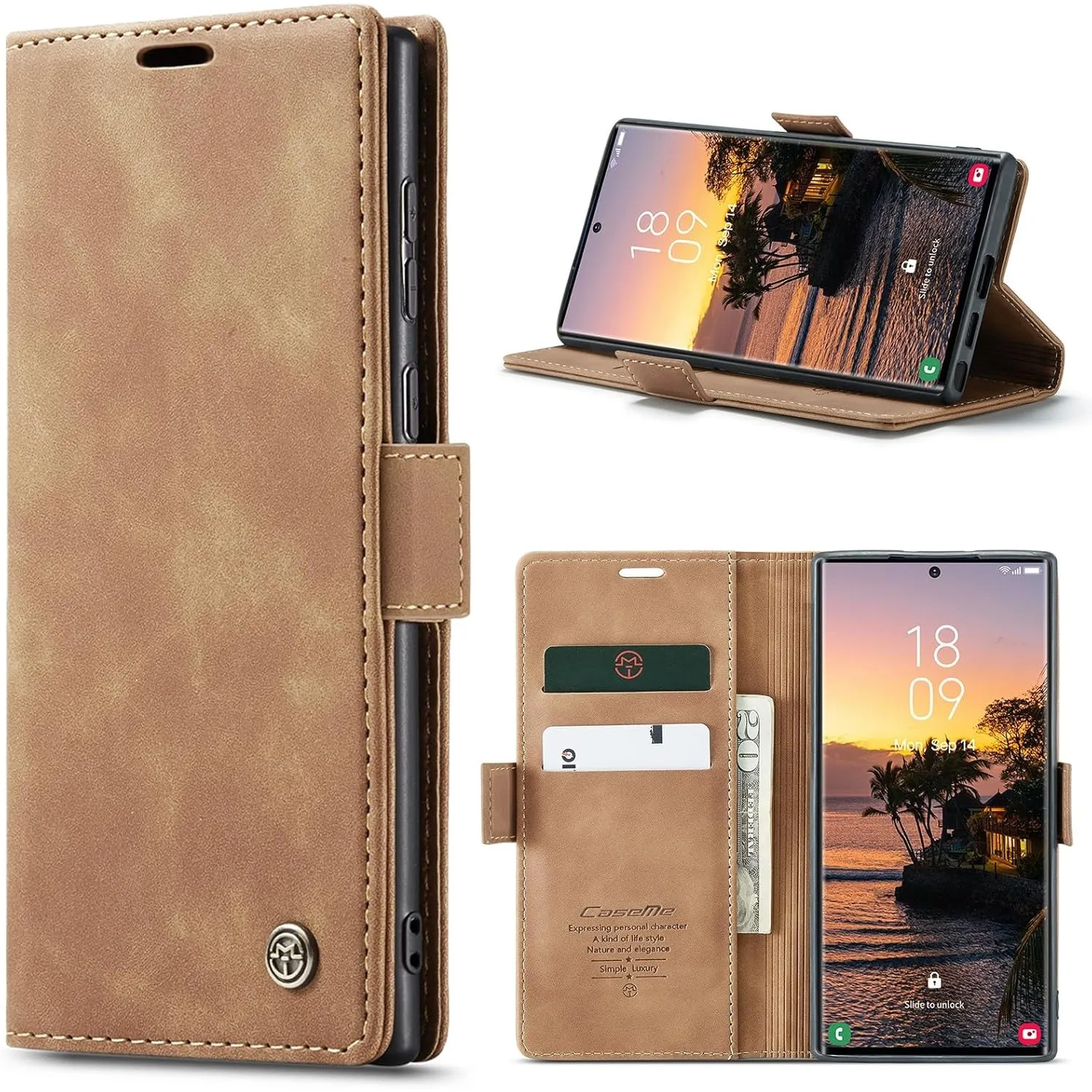 Handyhülle für Samsung Galaxy S24 Ultra 5G Hülle Premium Lederhülle Flip Case Magnet Tascher Kartenfach Standfunktion K…
