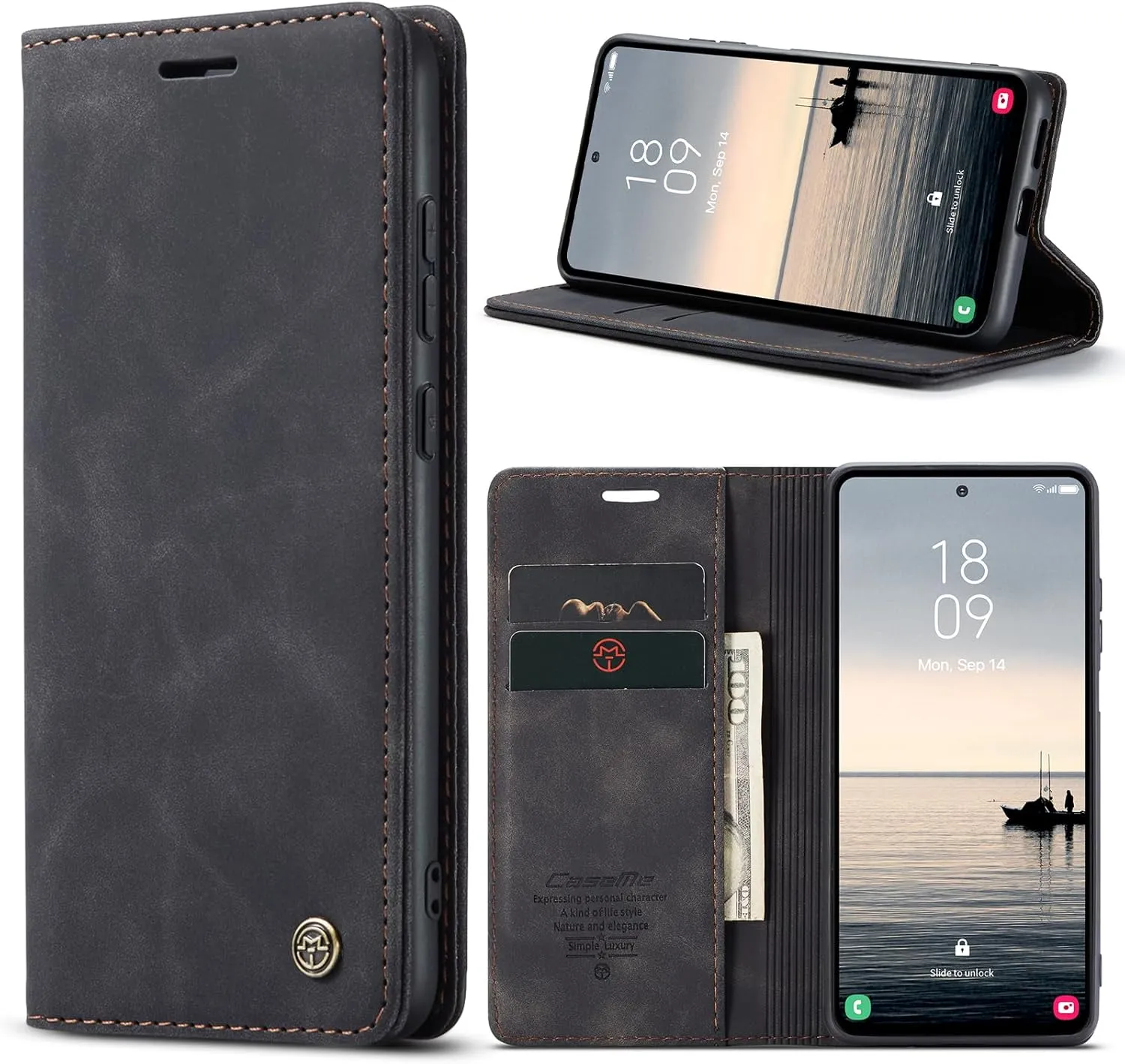 Handyhülle für Samsung Galaxy S23 FE 5G Hülle Premium Lederhülle Flip Case Magnet Tascher Kartenfach Standfunktion Klap…