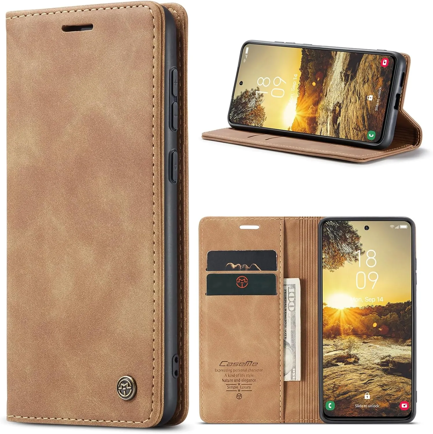 Handyhülle für Samsung Galaxy S24 5G Hülle Premium Lederhülle Flip Case Magnet Tascher Kartenfach Standfunktion Klapphü…