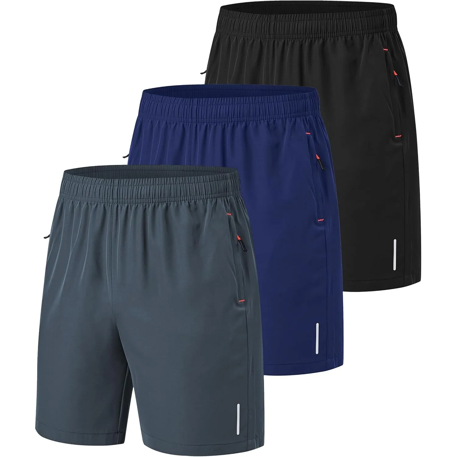Zoofly 3er Pack Sporthose Kurze Herren Sommer Sport Shorts Mit Reißverschlusstaschen Elastische Fussball Fitness Tennis…