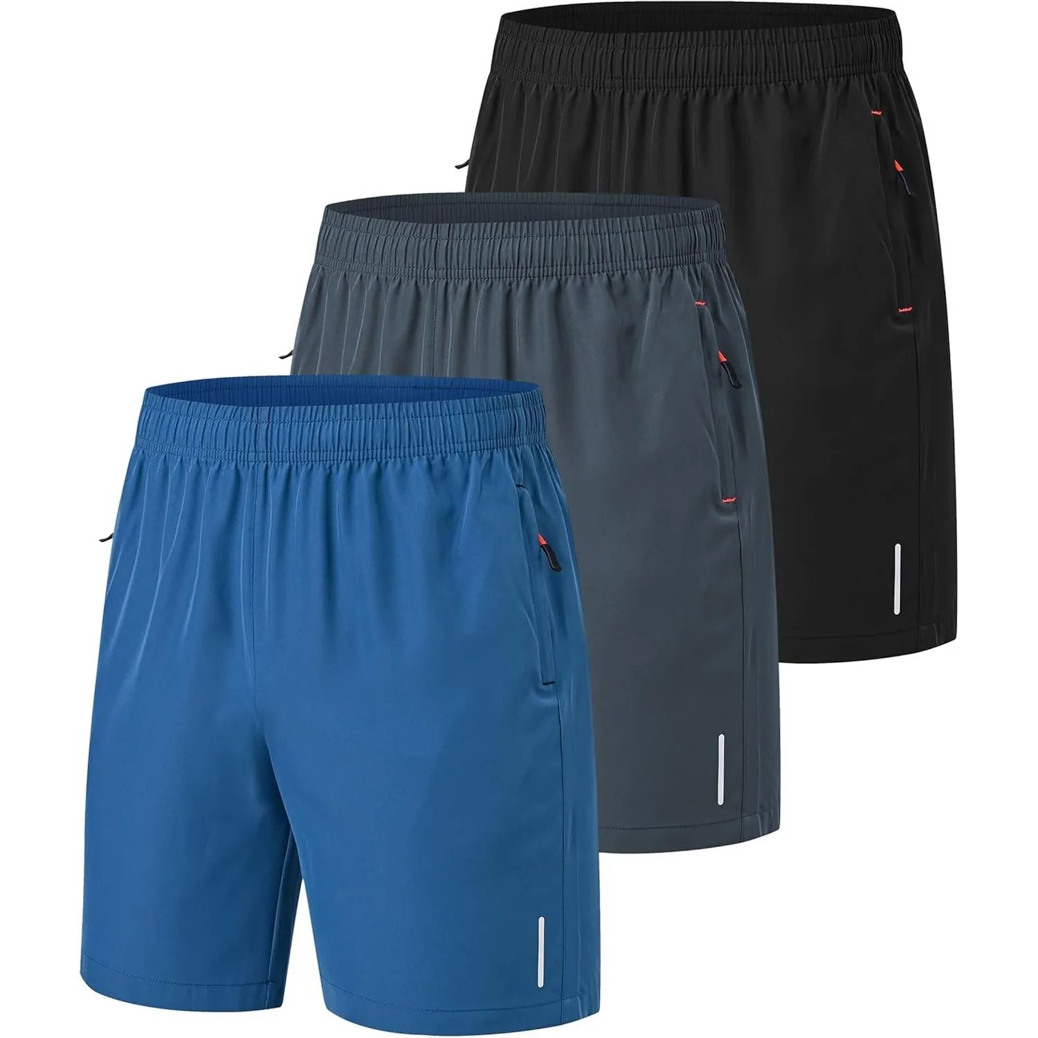 Zoofly 3er Pack Sporthose Kurze Herren Sommer Sport Shorts Mit Reißverschlusstaschen Elastische Fussball Fitness Tennis…