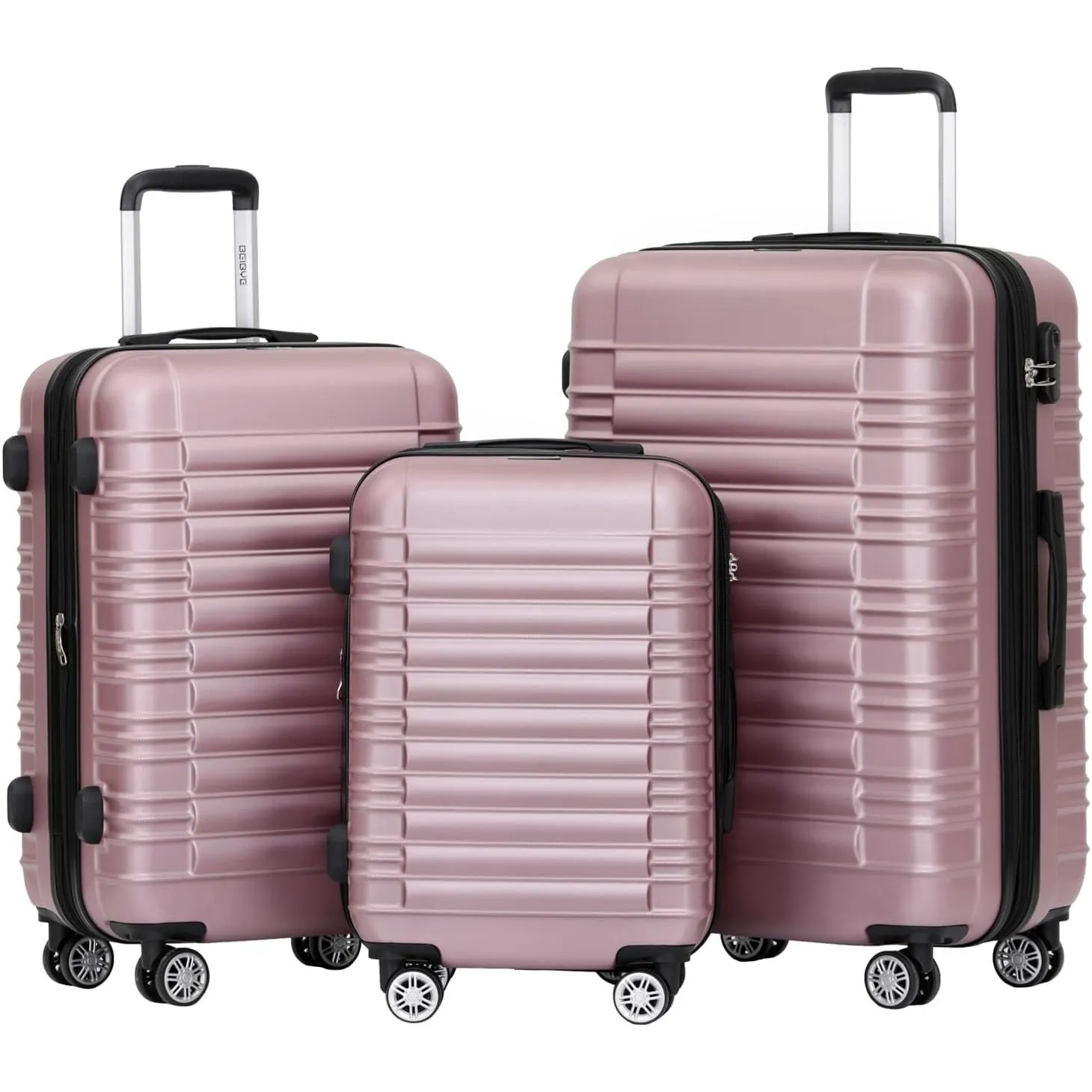 BEIBYE Reisekoffer 2088 Hartschalekoffer Gepäck Koffer Trolley Set, Kofferset in 14 Farben (Rosa)