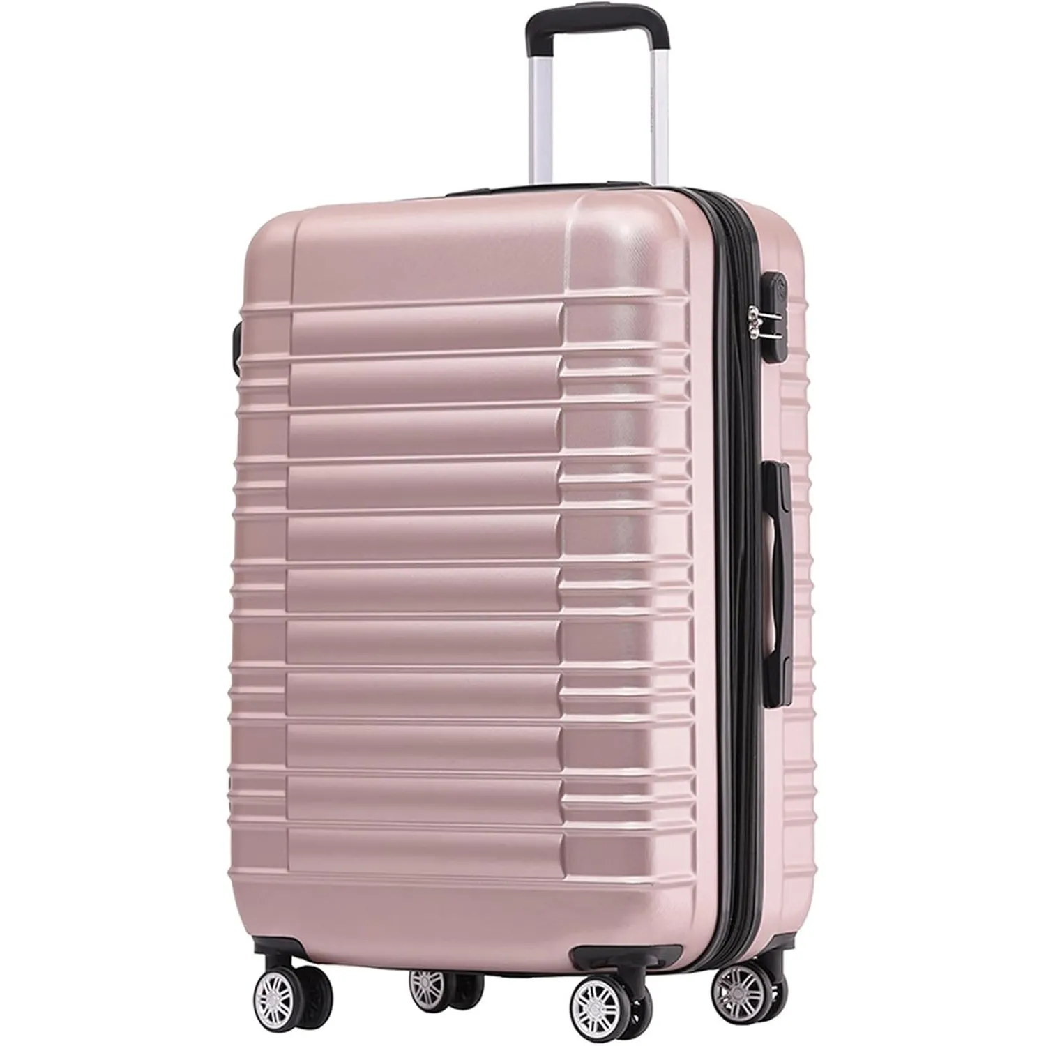 BEIBYE Reisekoffer 2088 Hartschalekoffer Gepäck Koffer Trolley Größe L in 14 Farben (Rosagold)