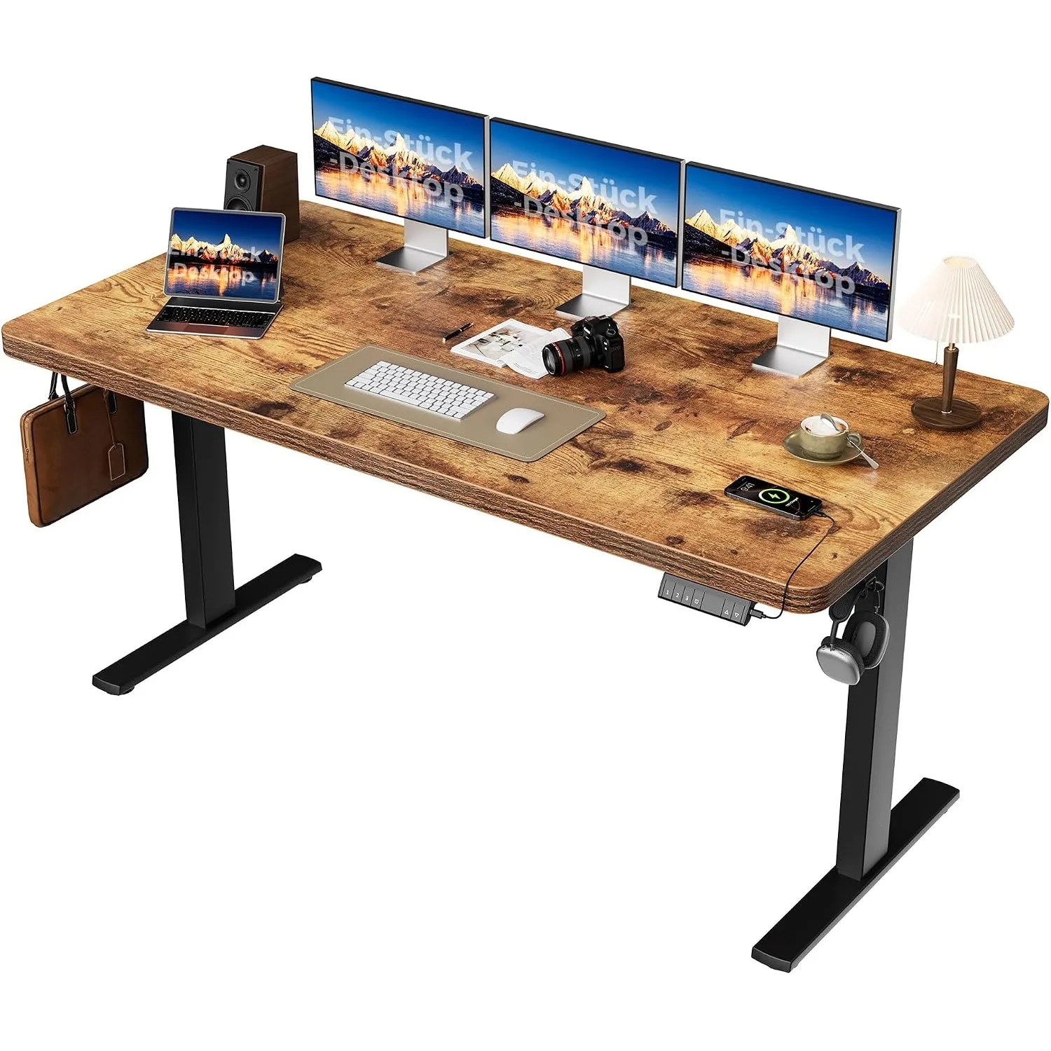Agilestic Höhenverstellbarer Schreibtisch 160x80 cm, Braun