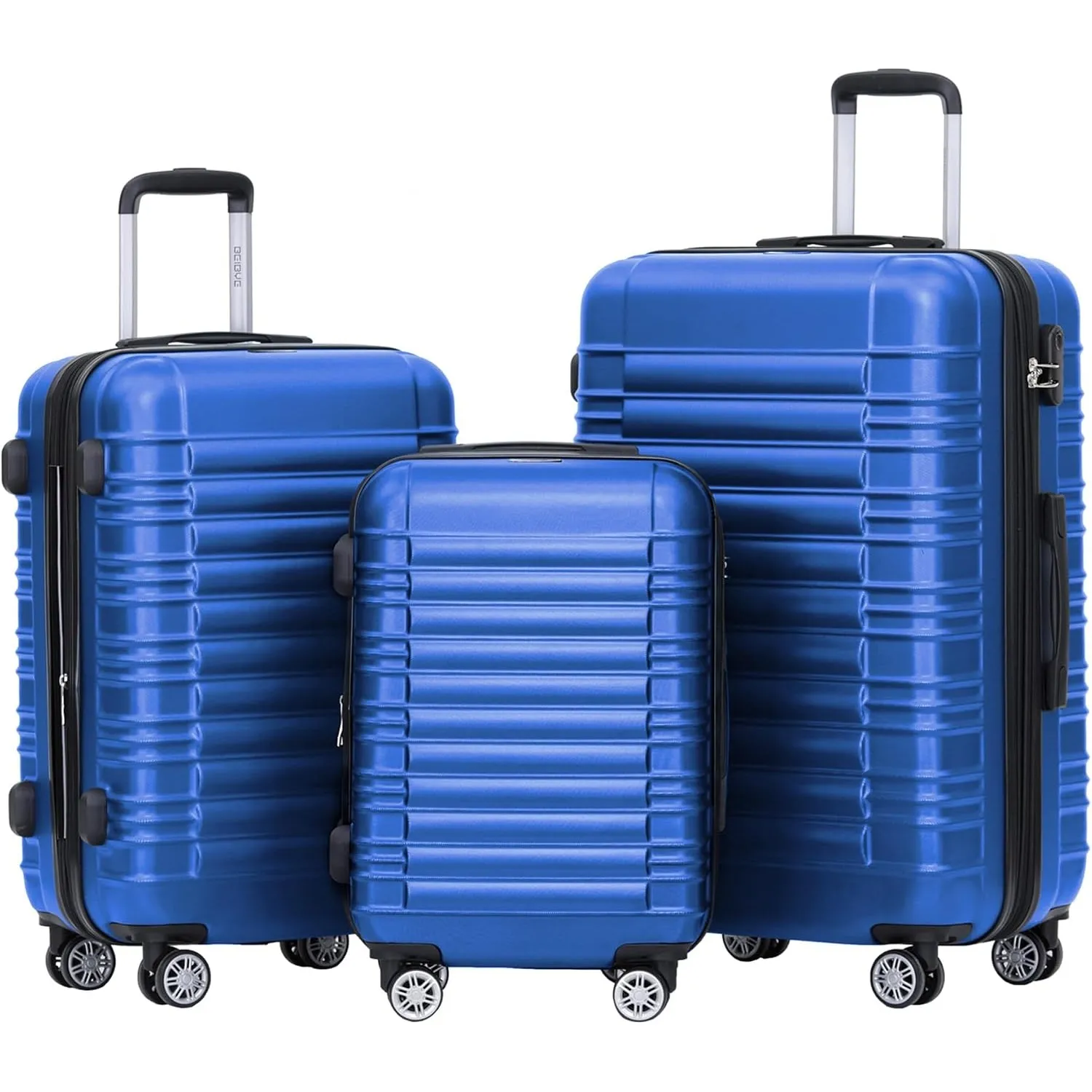 BEIBYE Reisekoffer 2088 Hartschalekoffer Gepäck Koffer Trolley Set, Kofferset in 14 Farben (Blau)