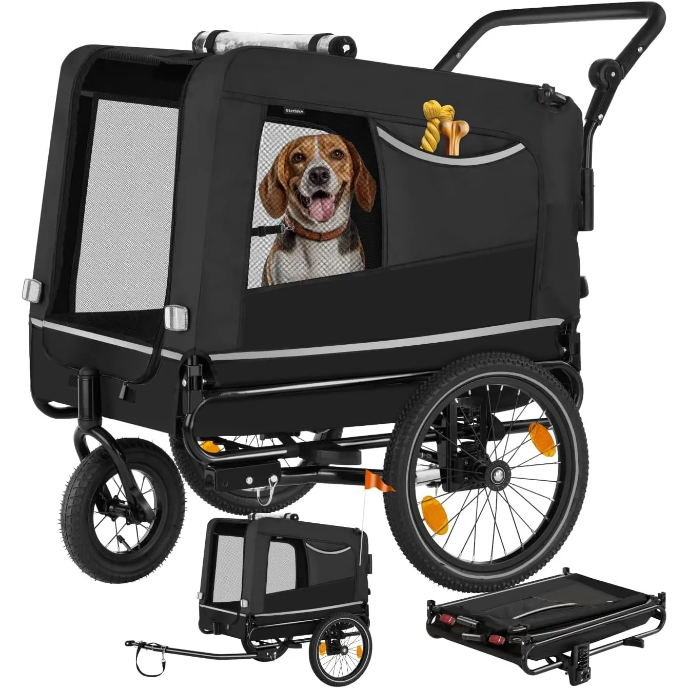 tectake® Fahrradanhänger multifunktional - als Hunde Anhänger Wagen für Fahrrad und e Bike, Jogger oder Buggy, Belastba…