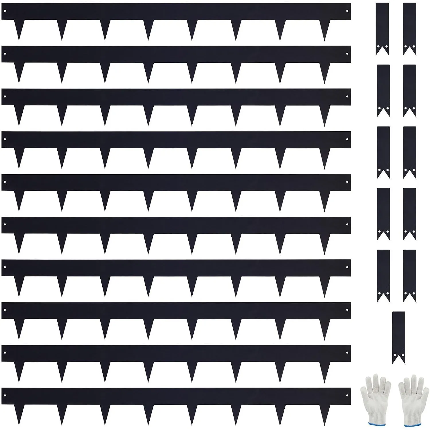 10er-Set feuerverzinkte Rasenkante mit Pulverbeschichtung, 100x11 cm (LxH), Metall-Beeteinfassung, mit 11 Erdclips für …