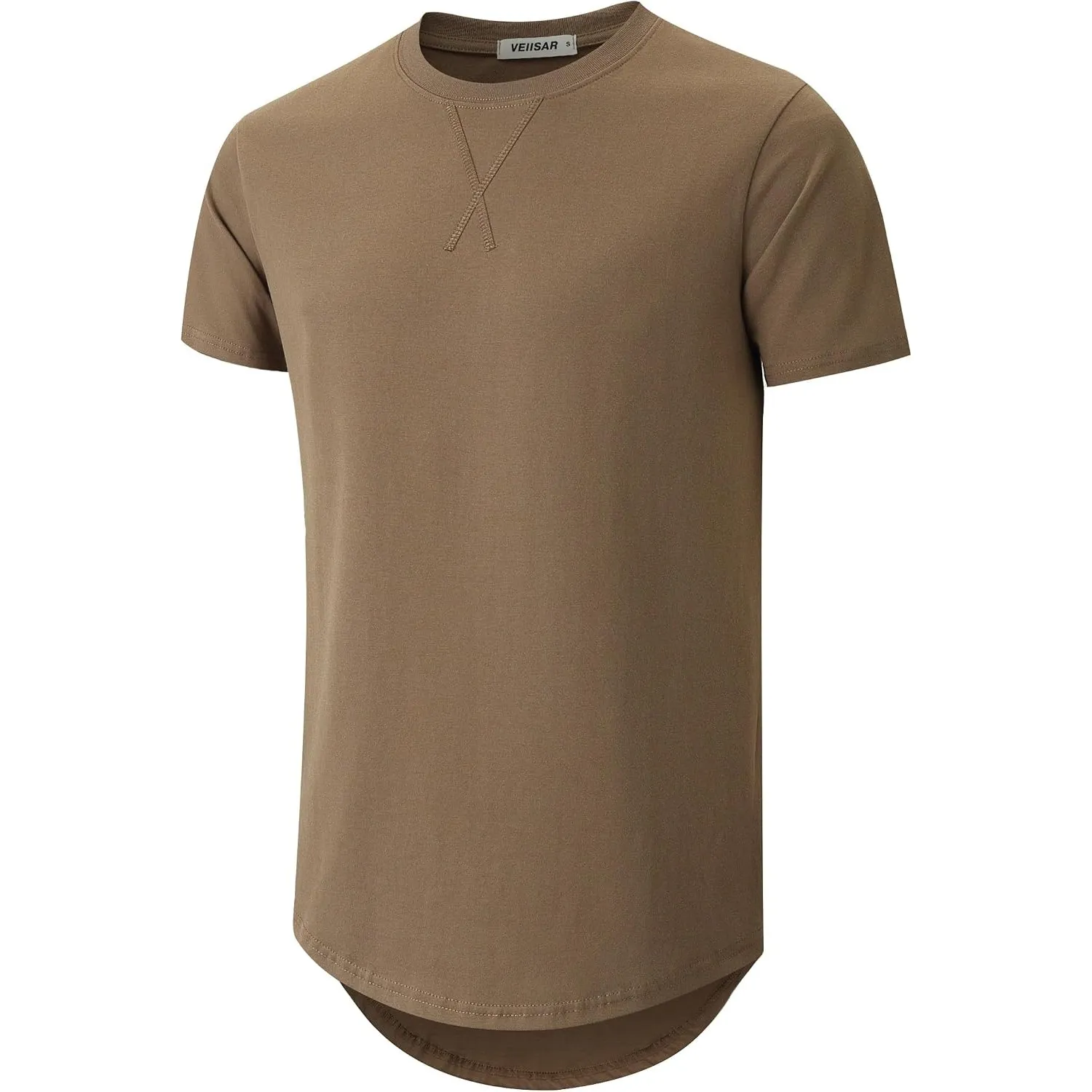 VEIISAR Herren Dickes Rundhalsmantel T-Shirt mit Herren 100 Baumwolle Heavy Duty Preshrunk Longline Shirt